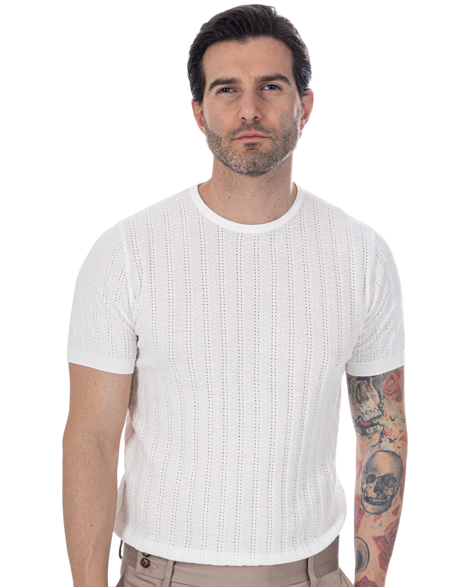 Nick - T-shirt en maille blanche