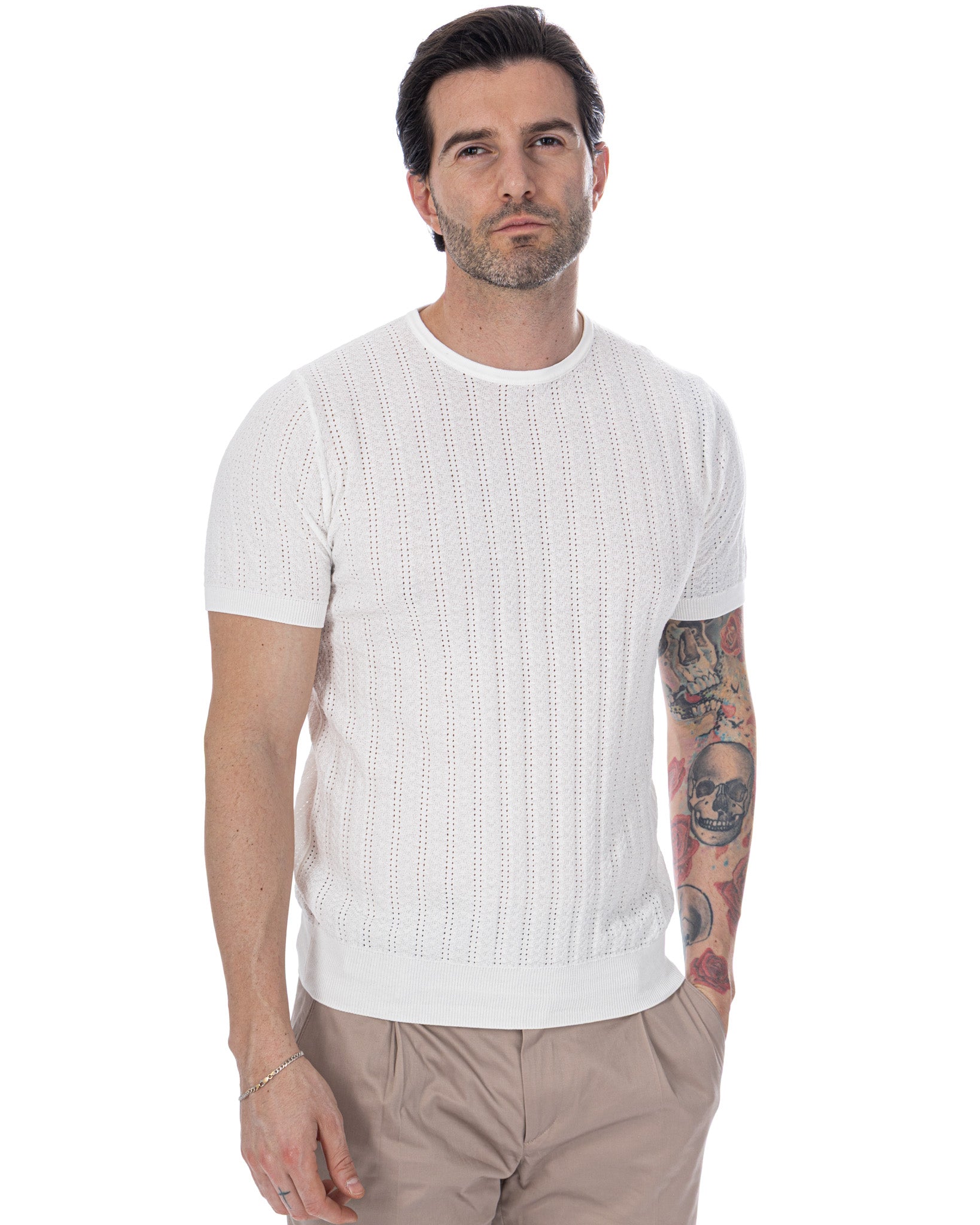 Nick - T-shirt en maille blanche