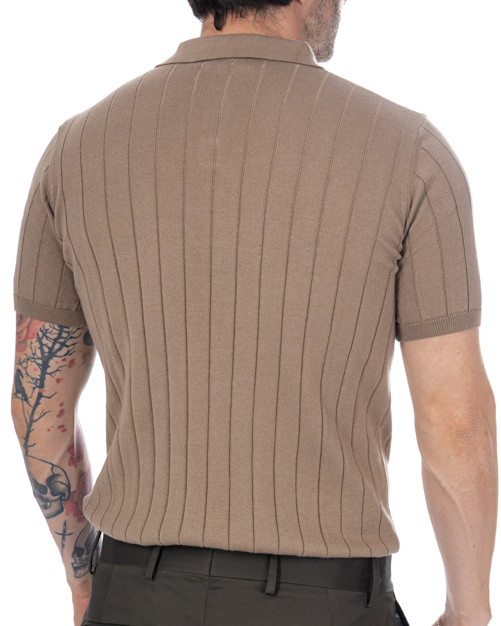 Cameron - Tobacco Ribbed Knit Polo