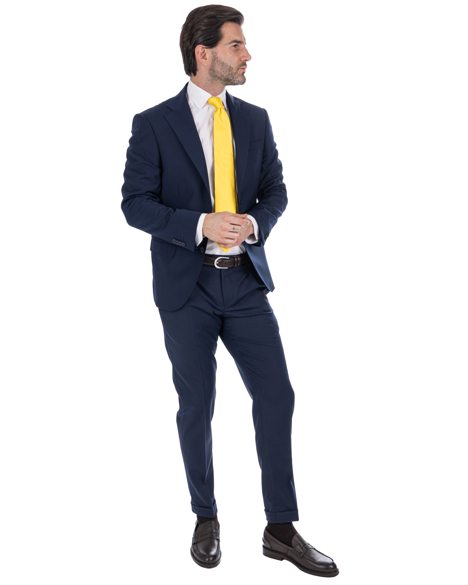 Victor - pantalon en laine mélangée bleu