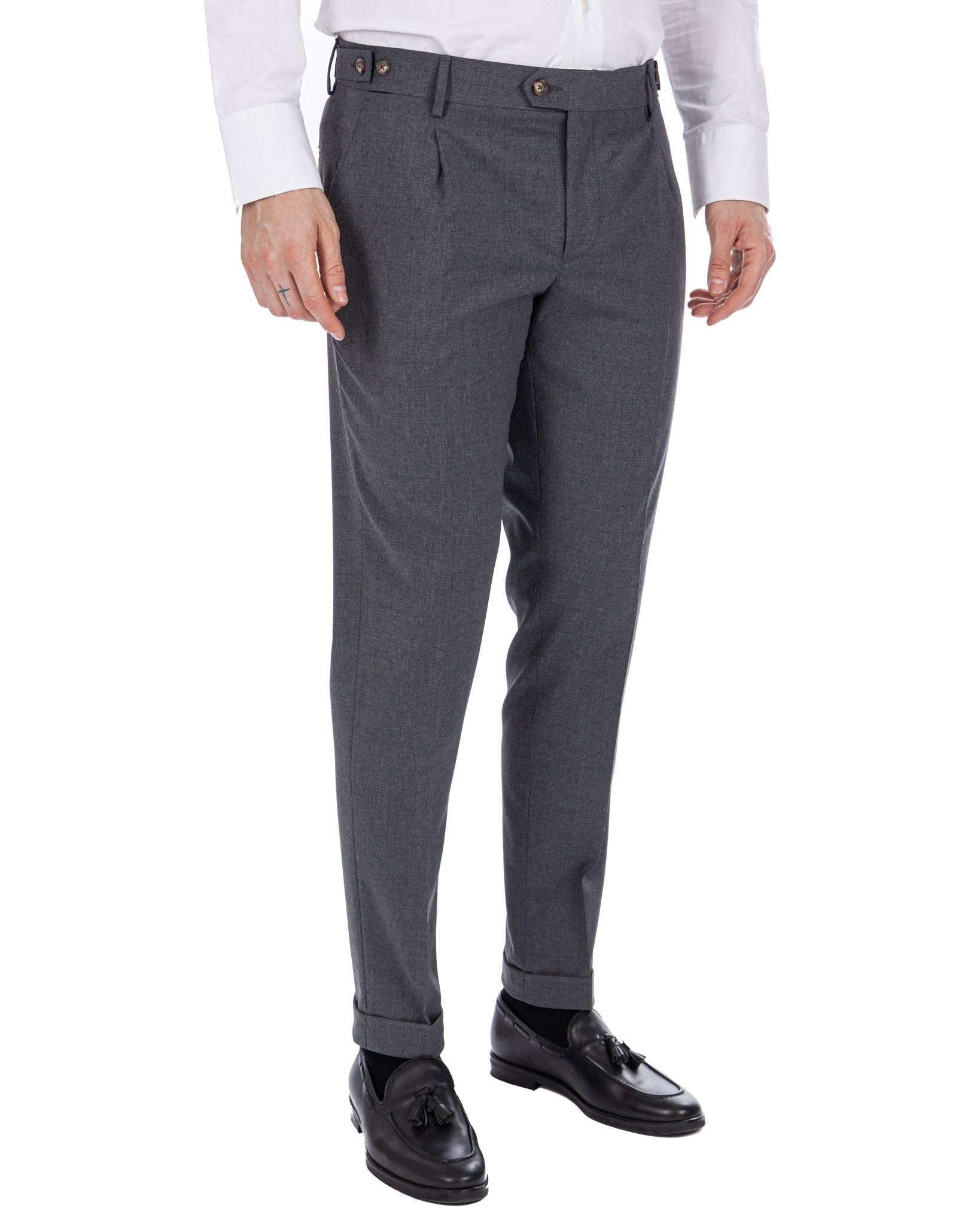 Victor - pantalon en laine mélangée anthracite