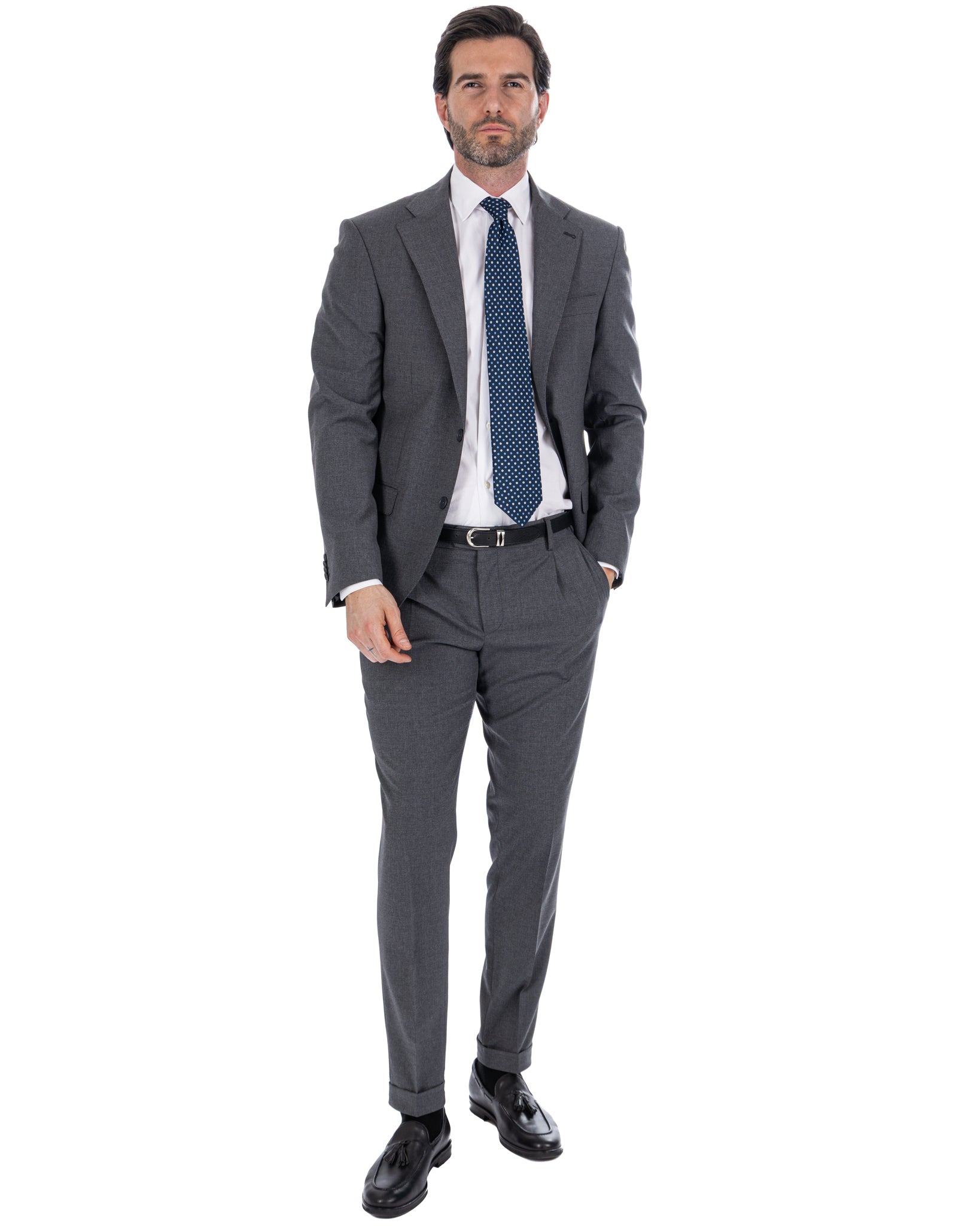 Victor - pantalon en laine mélangée anthracite