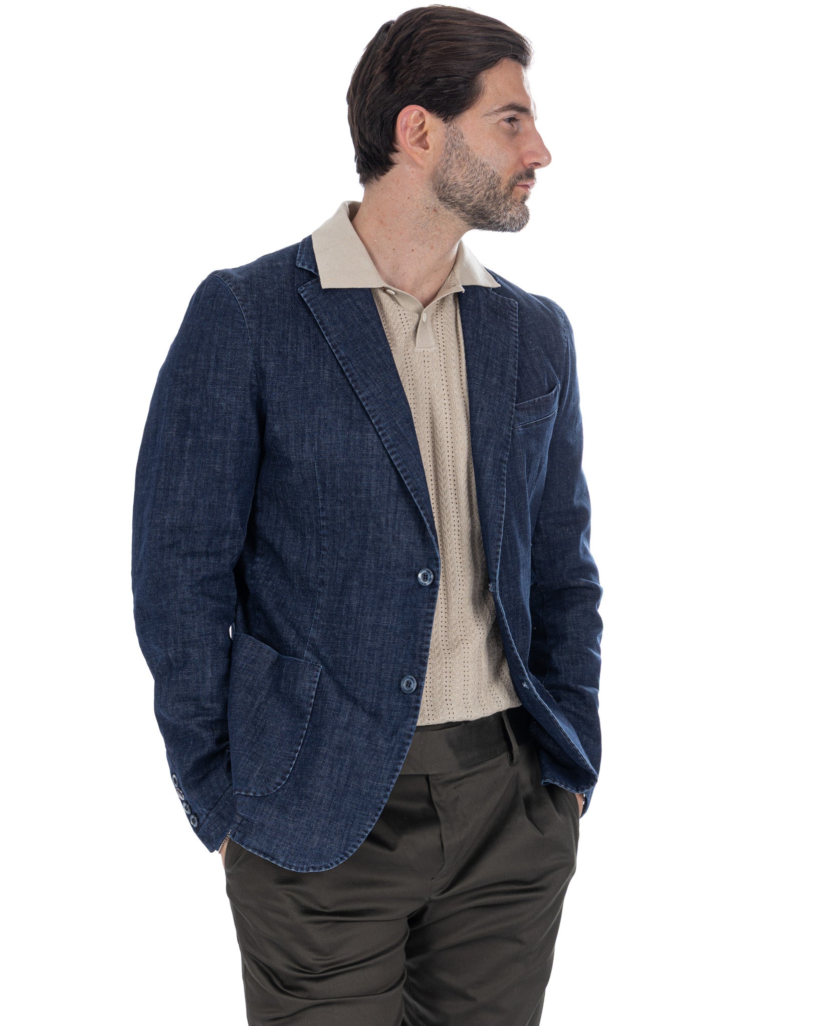 Spello - Veste en jean foncé à boutonnage simple