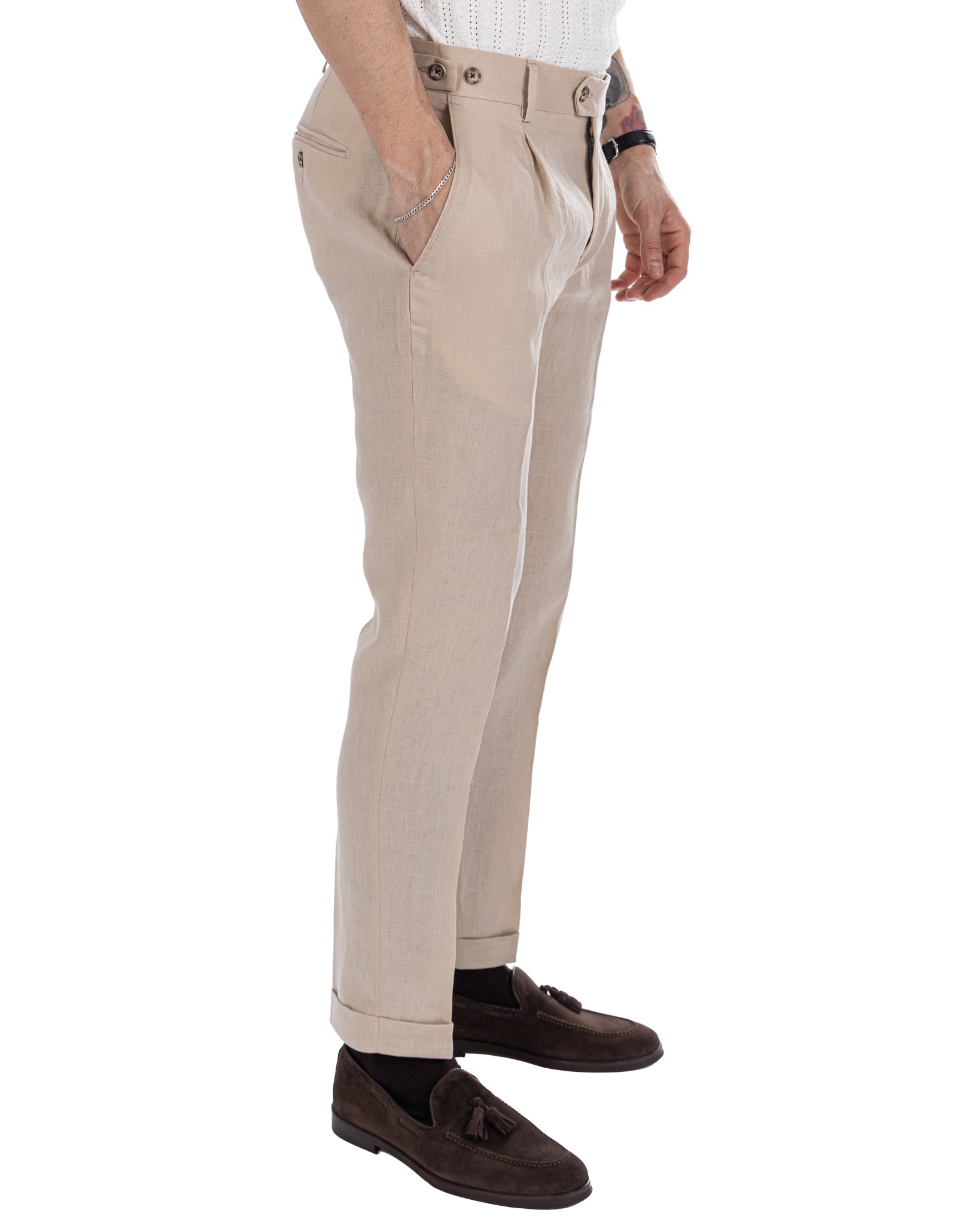 Lev - pure linen string trousers
