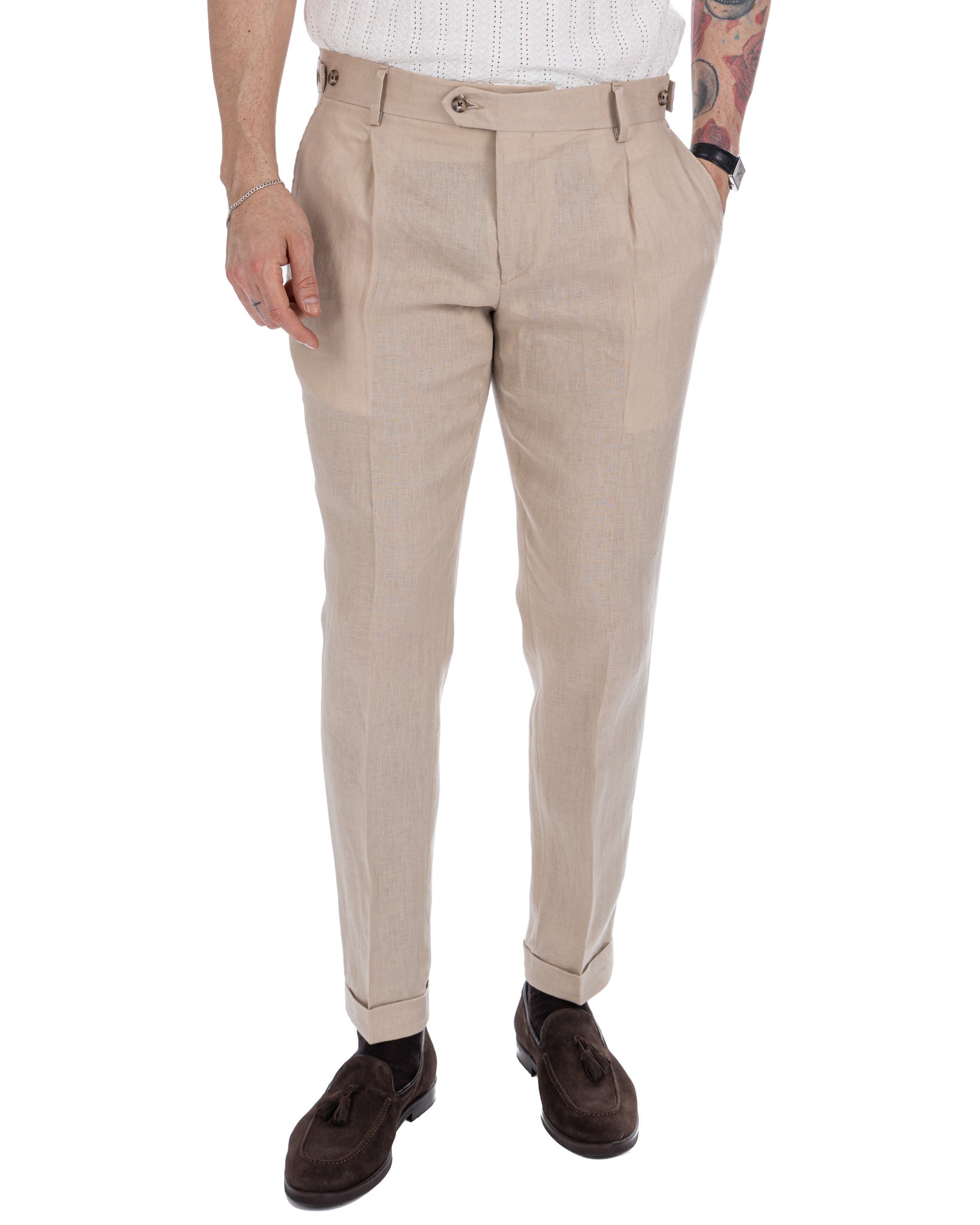 Lev - pure linen string trousers