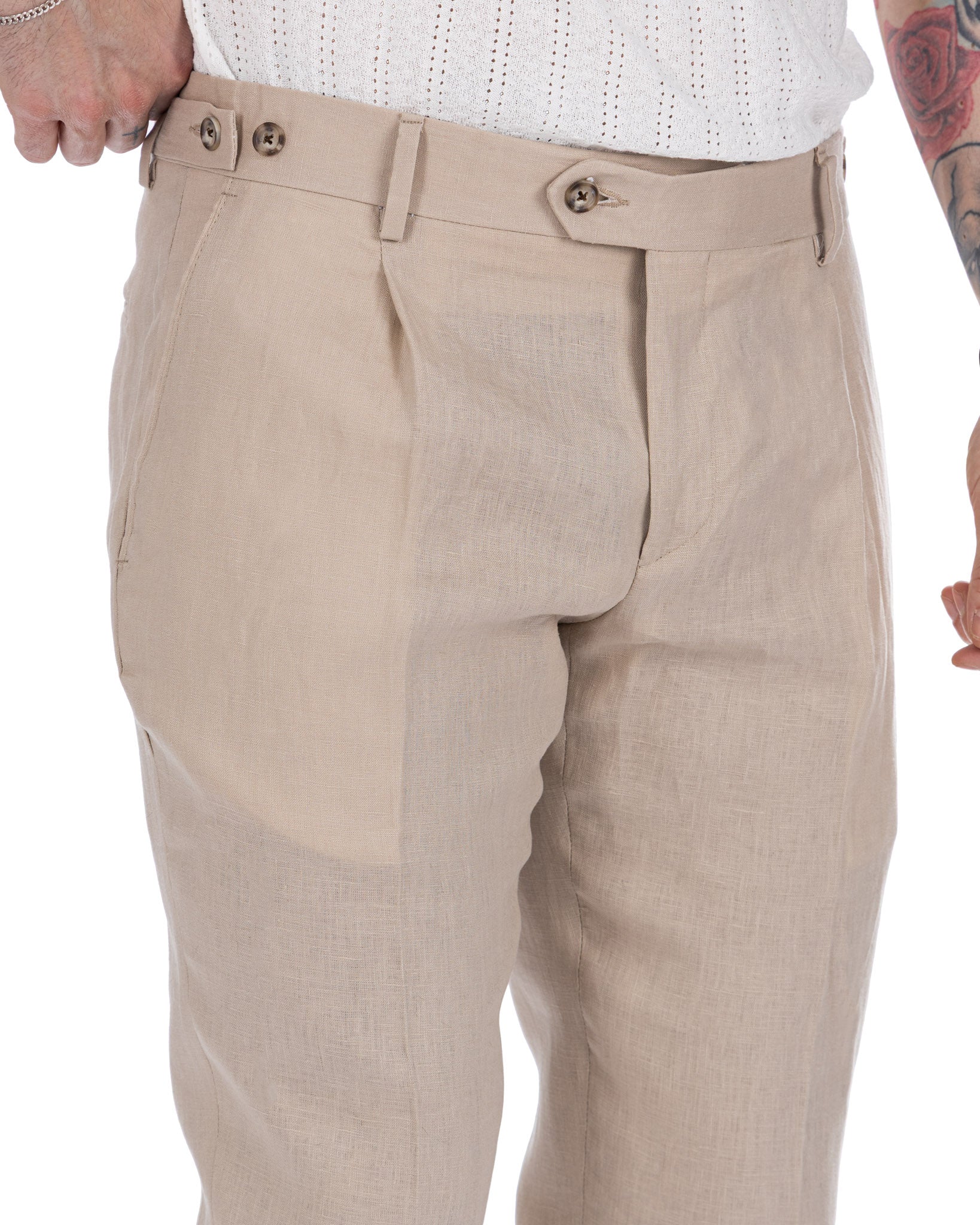Lev - pure linen string trousers