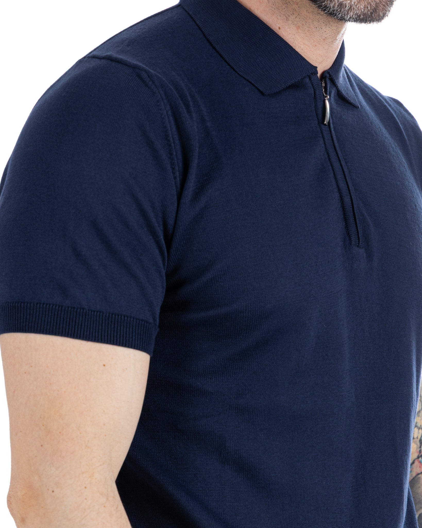 Sebastian - Green Knit Polo with Zip