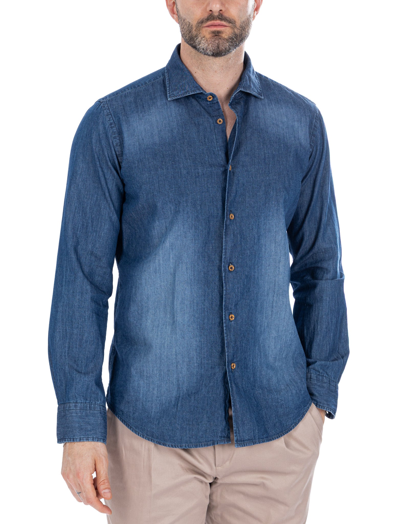 Mark - chemise en jean délavé foncé