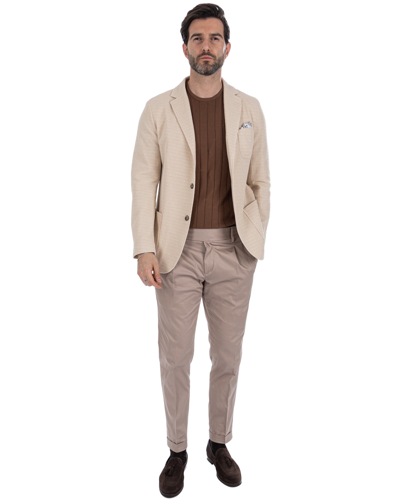 Hilo - Cream Single Breasted Knit Jacket