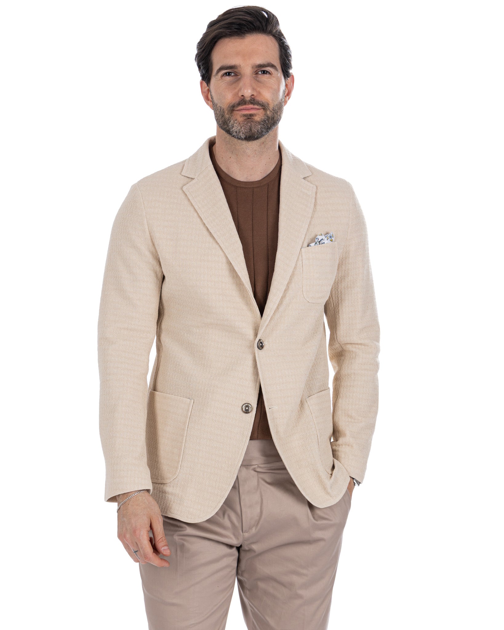 Hilo - Cream Single Breasted Knit Jacket