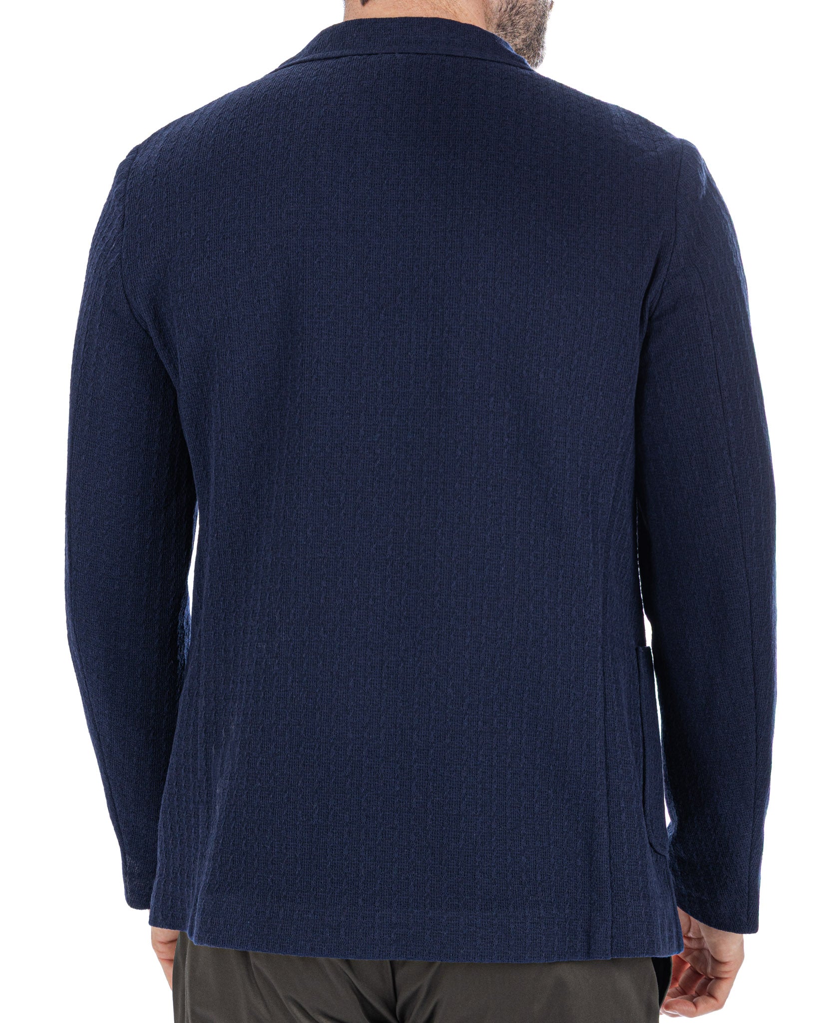 Hilo - Single Breasted Knit Jacket in Blue