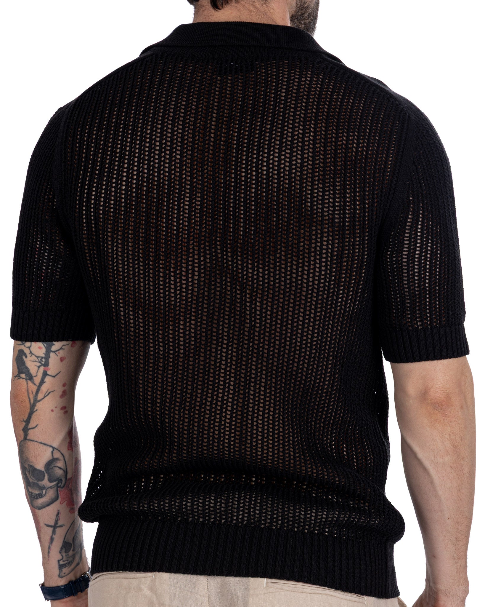 Casper - Black Perforated Oversized Polo