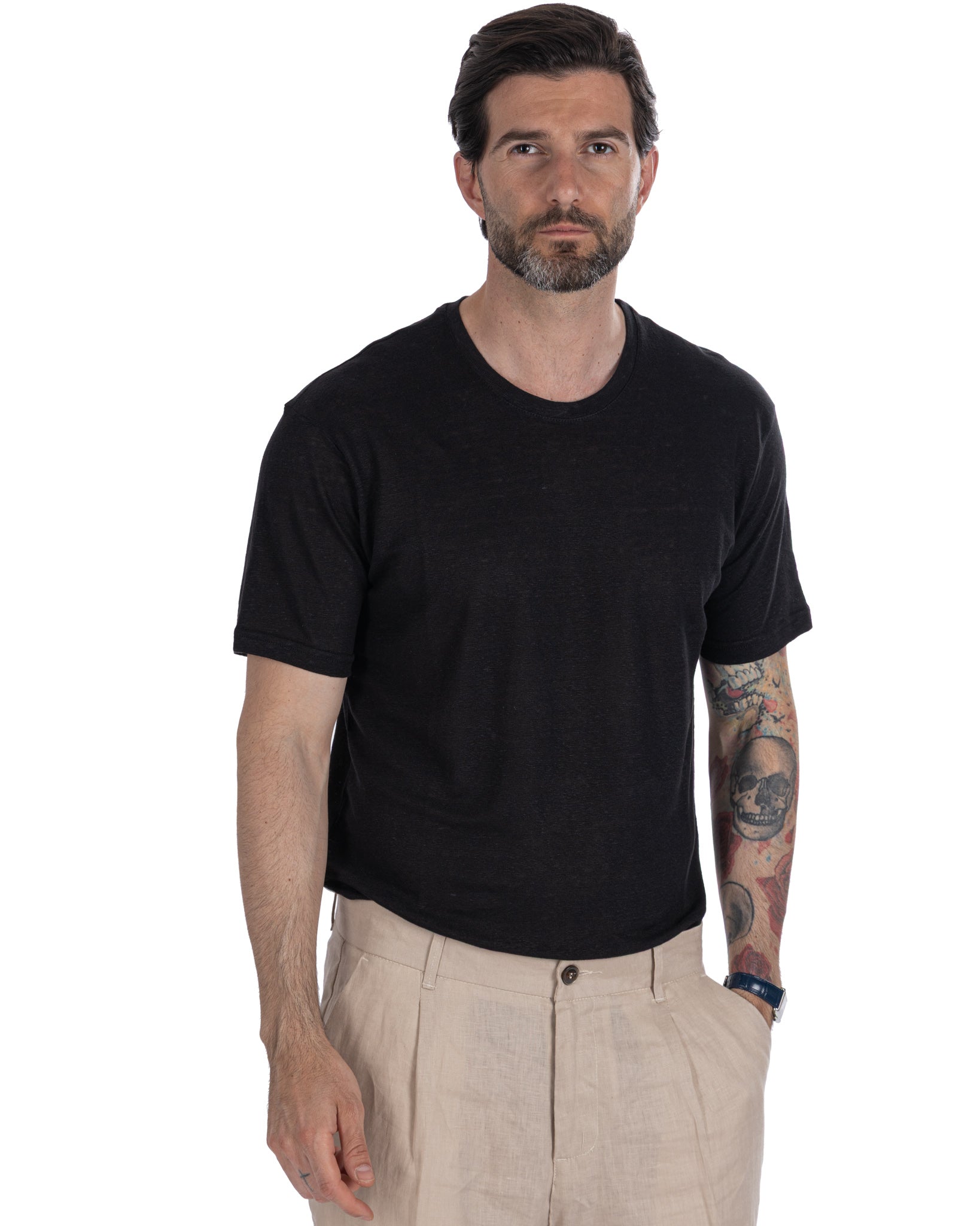 Felix - t-shirt en lin noir