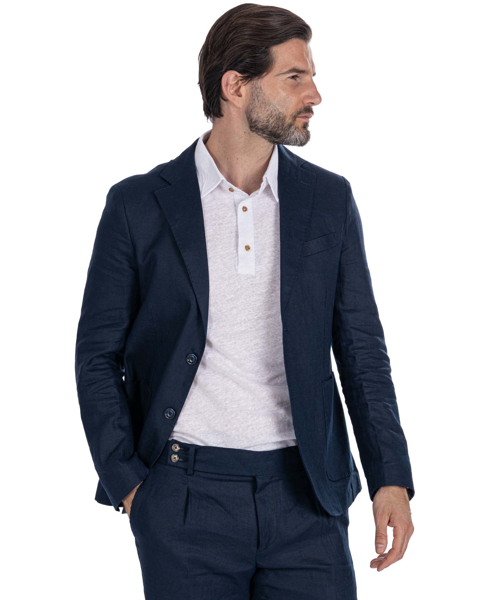 Giacca Narni in puro lino blu