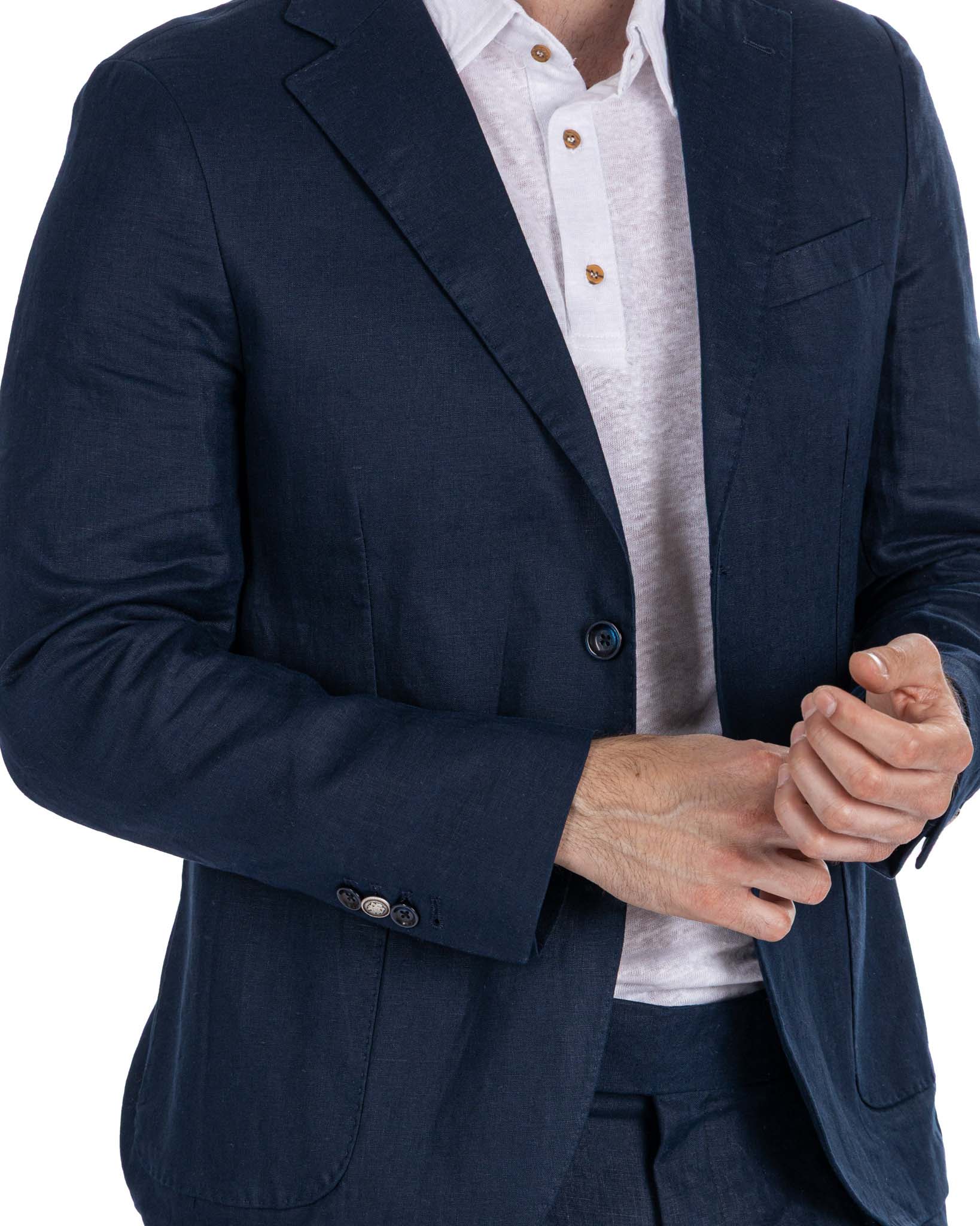 Giacca Narni in puro lino blu