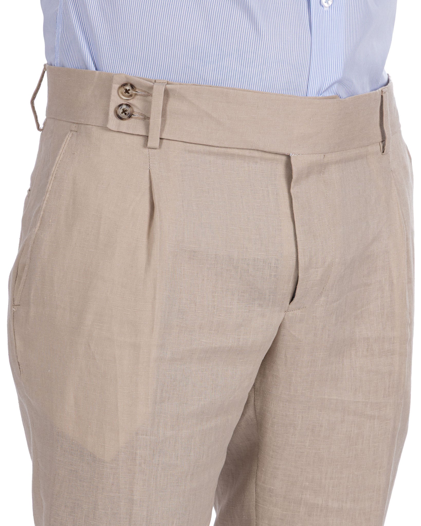 Pescaluse - high-waisted trousers in pure linen string