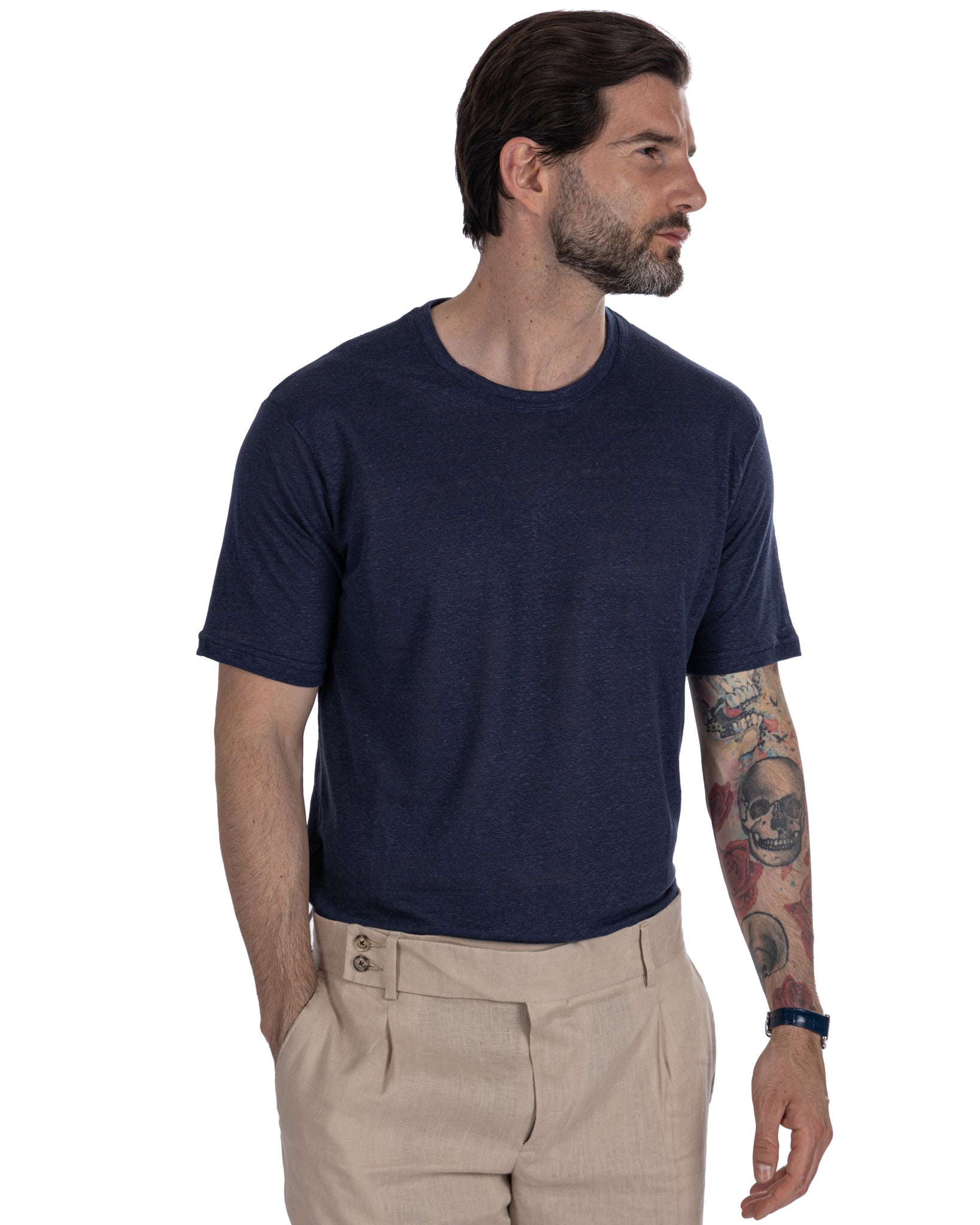 Felix - t-shirt en lin bleu