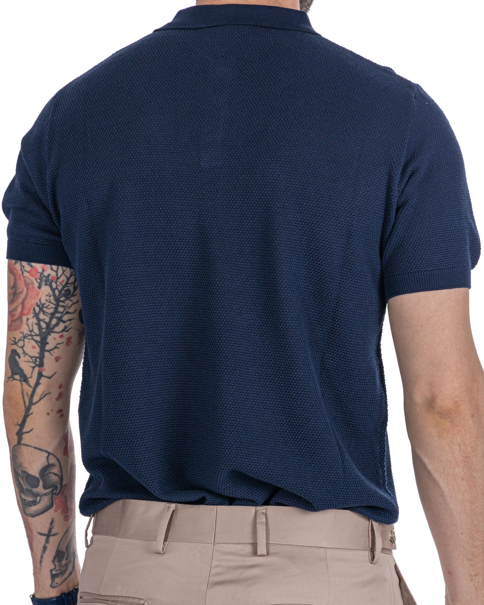 Rod - polo en maille nid d'abeille bleu