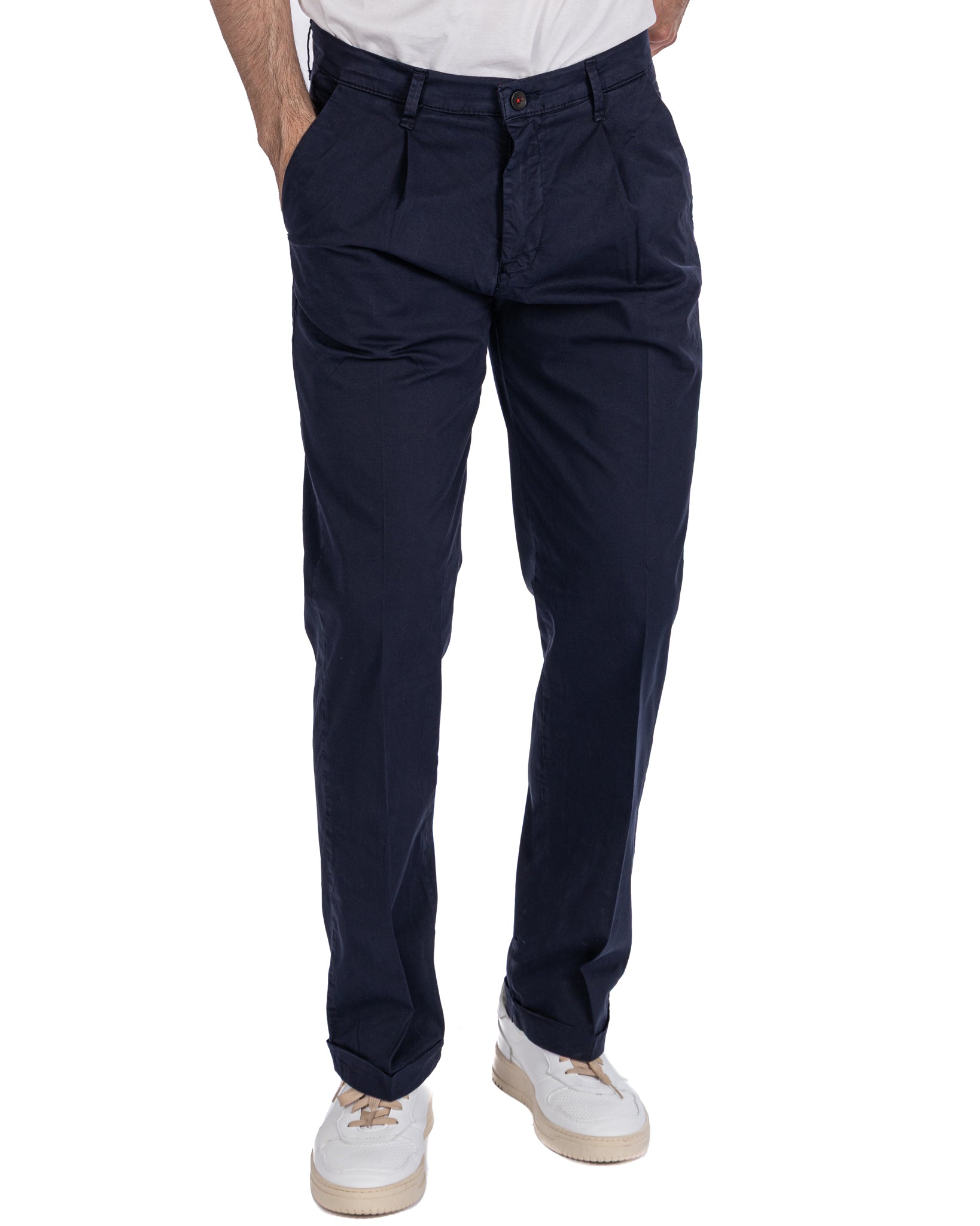 Seath - pantalone in cotone largo blu
