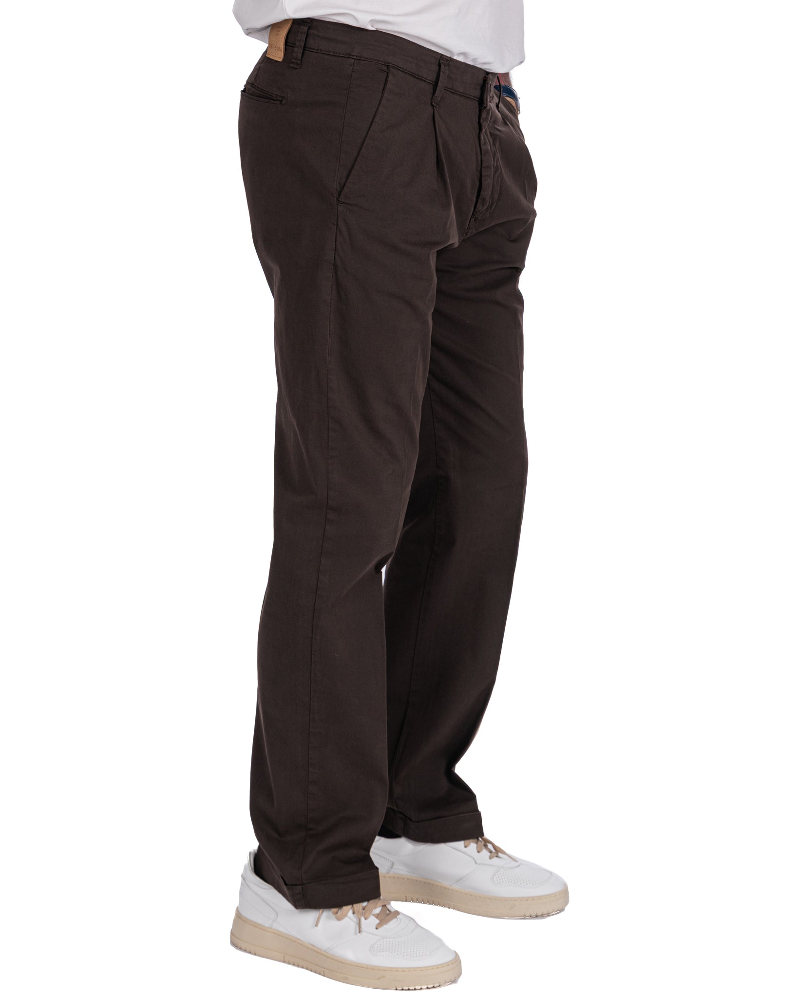 Seath - dark brown wide cotton trousers