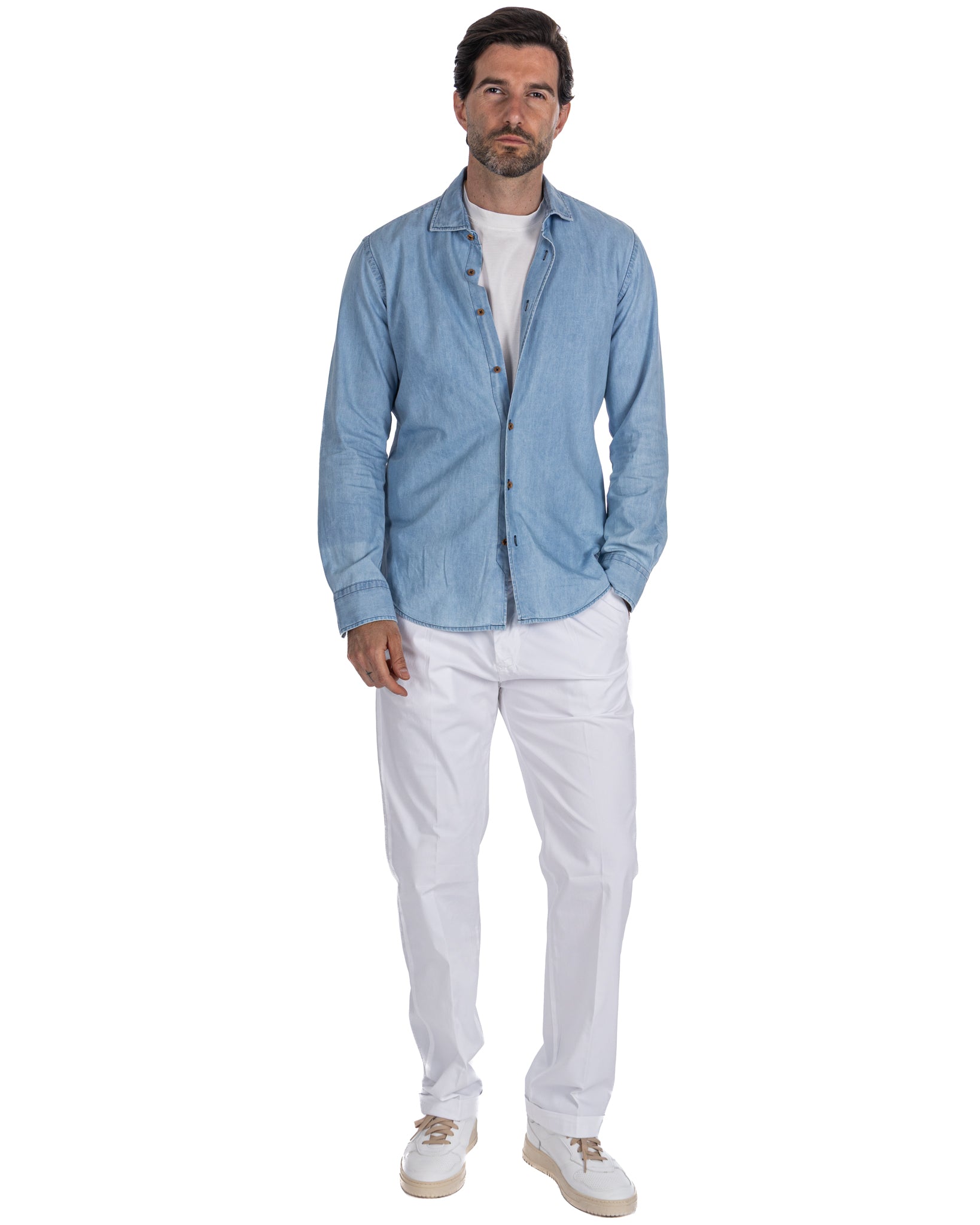 Seath - pantalone in cotone largo bianco