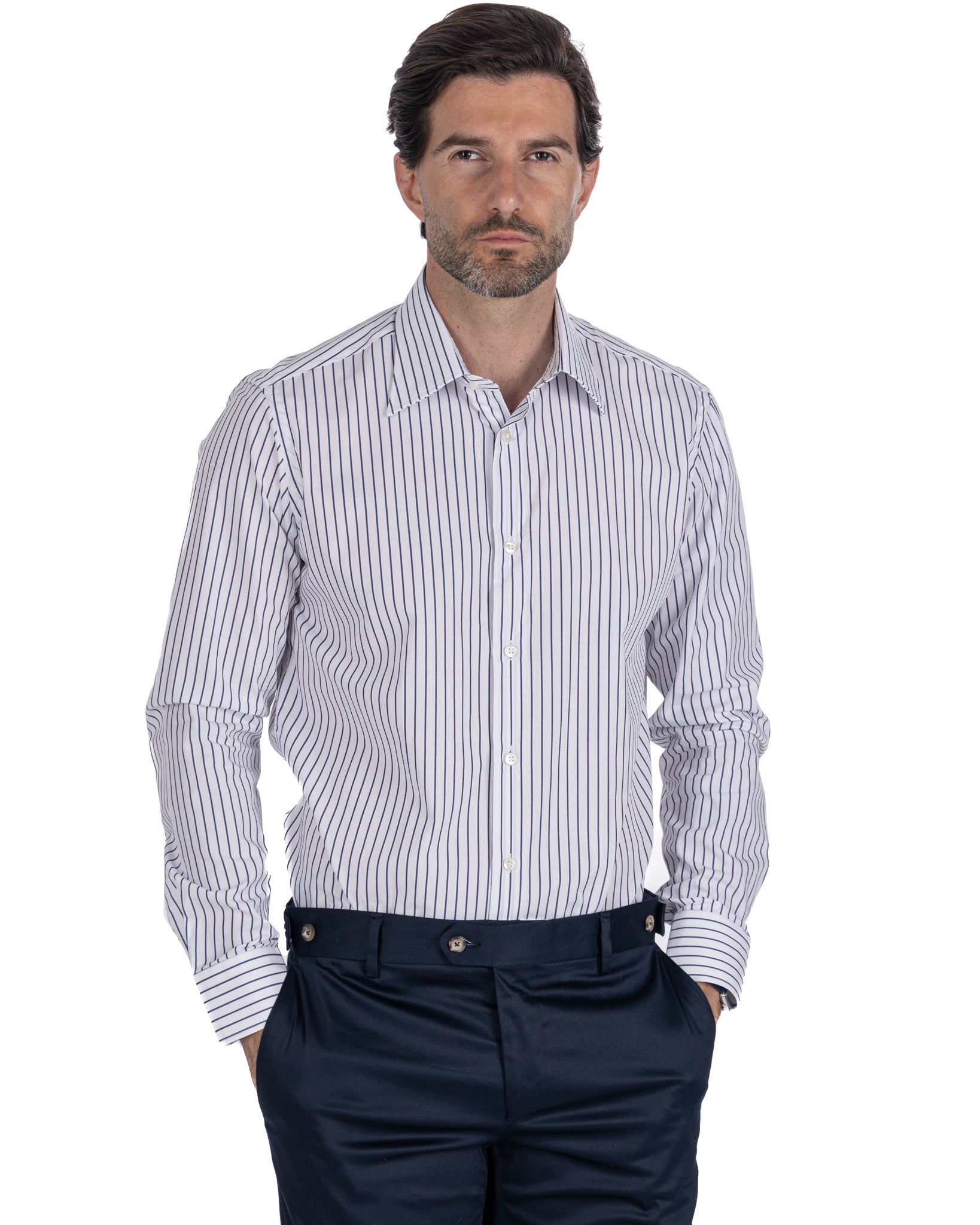 Walther - chemise en coton à rayures bleues
