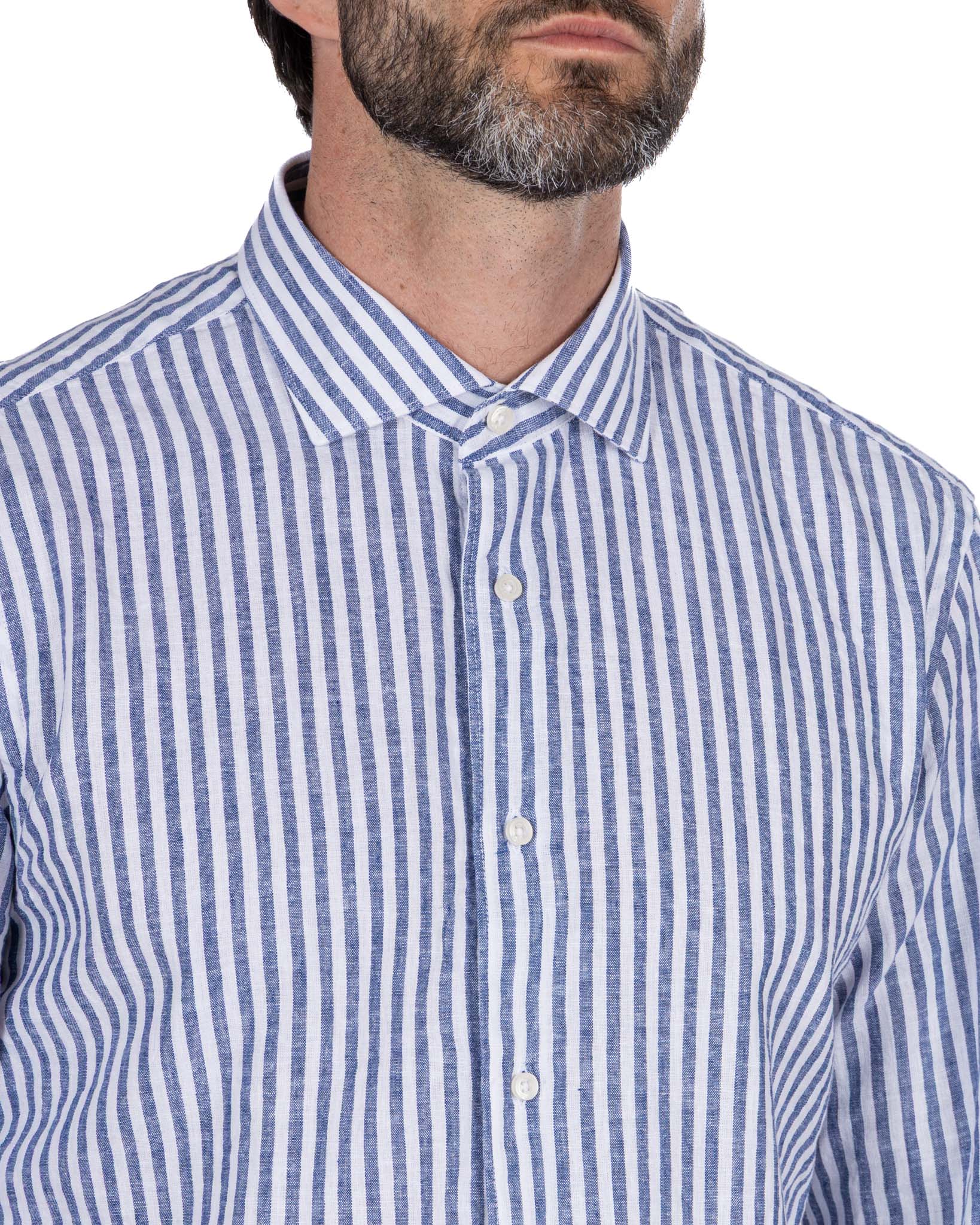 Cassis - chemise en lin mélangé à rayures bleues