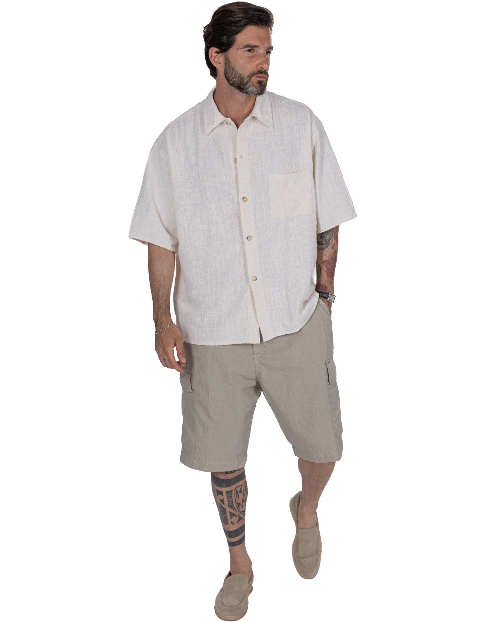 Madère - chemise tissée oversize crème