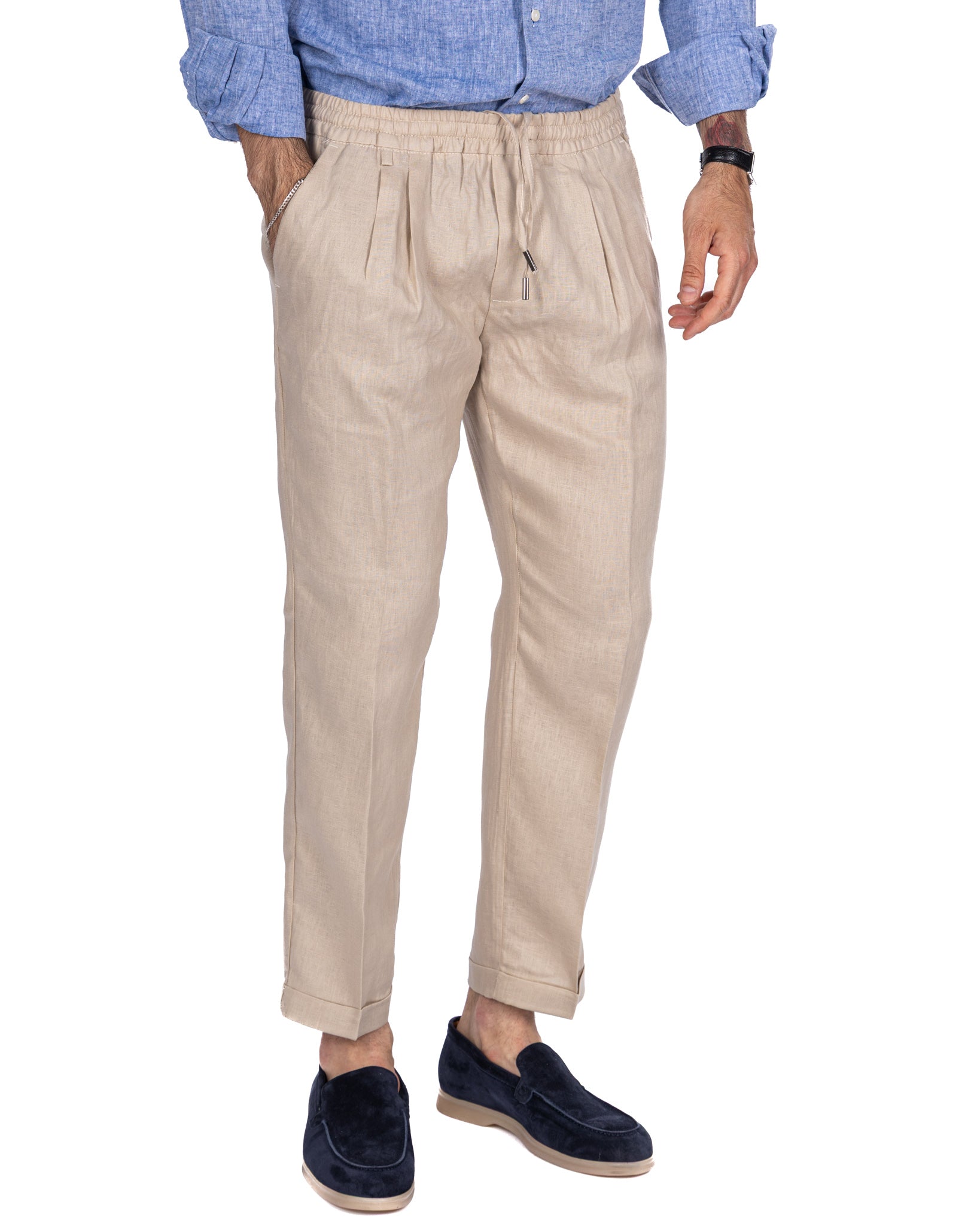 Cary - pantalon ficelle pur lin