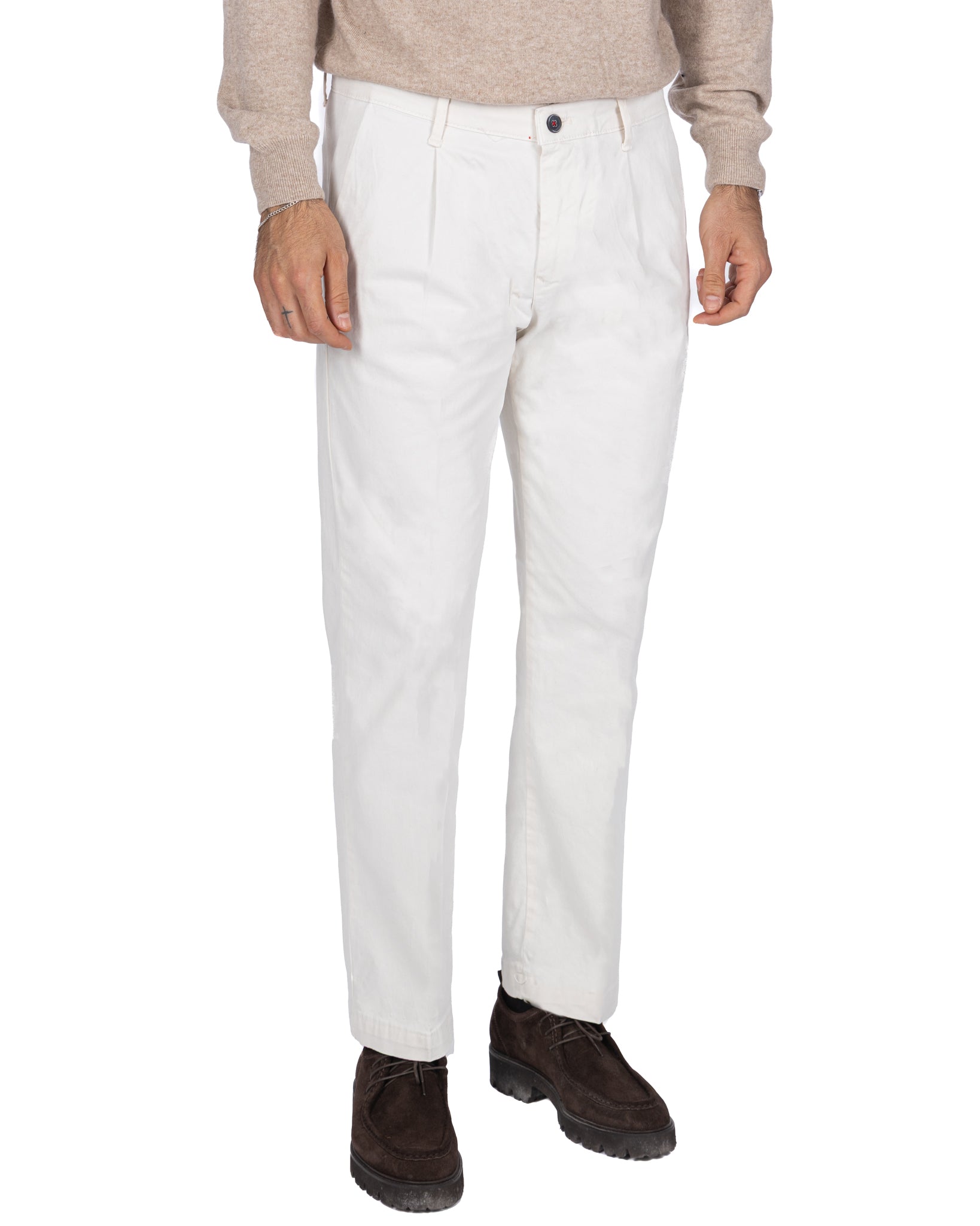 Pantalone Sean in cotone panna