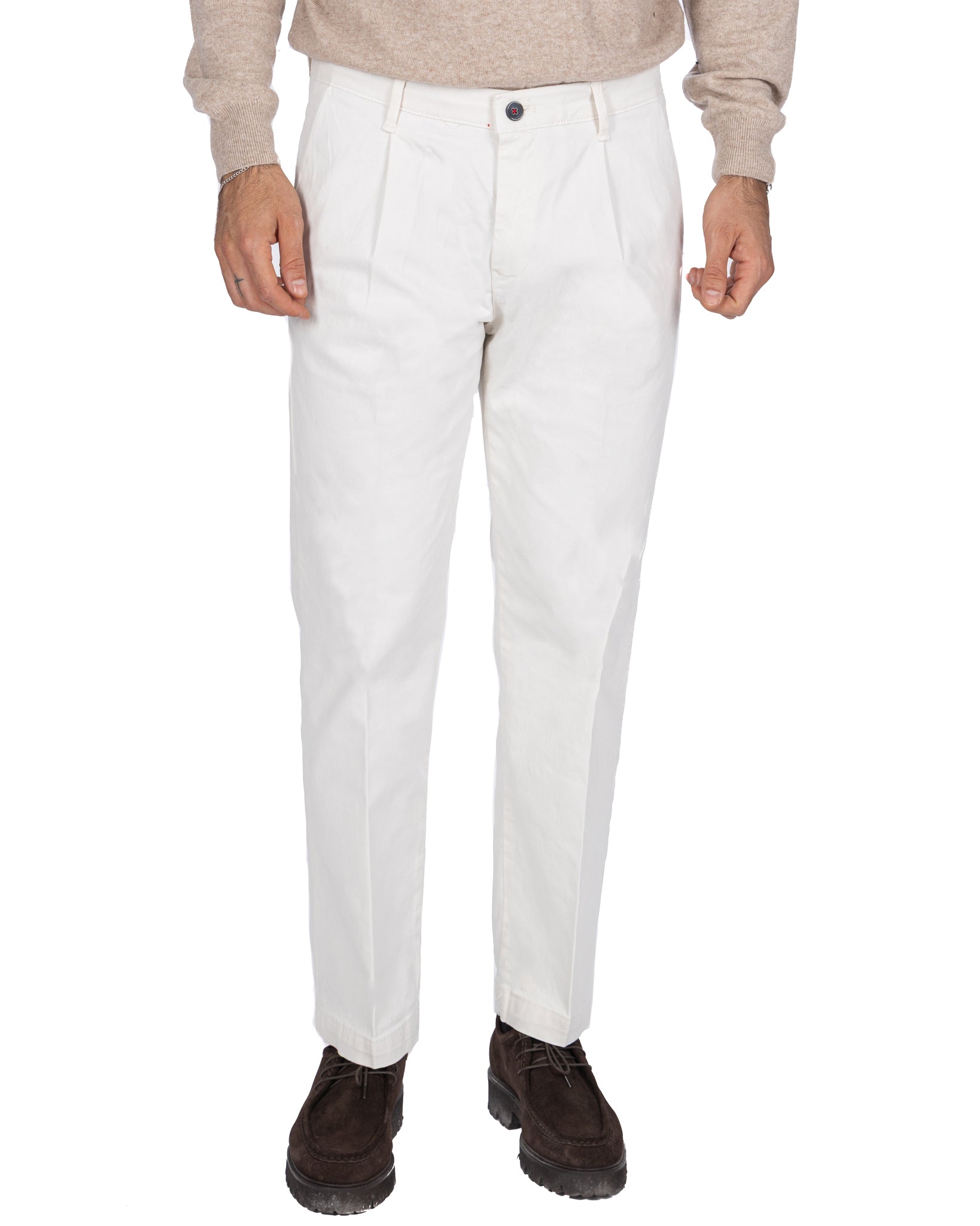 Pantalone Sean in cotone panna