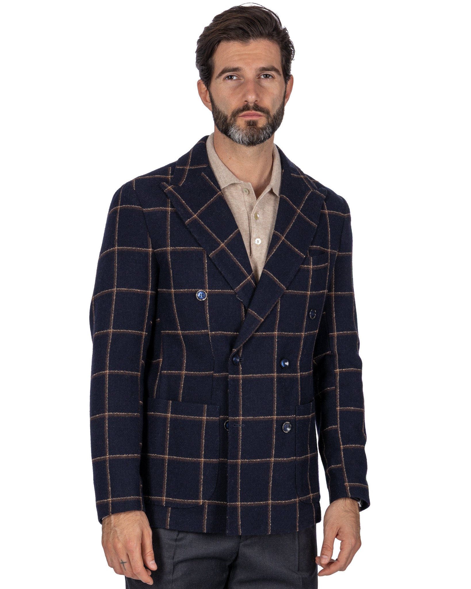 Fuji double-breasted jacket in blue check