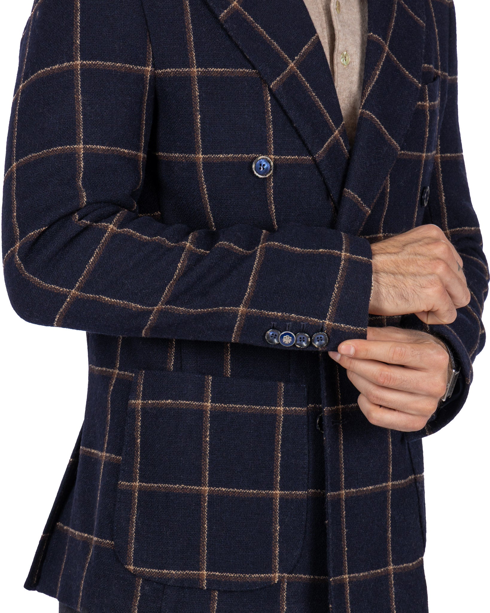 Fuji double-breasted jacket in blue check