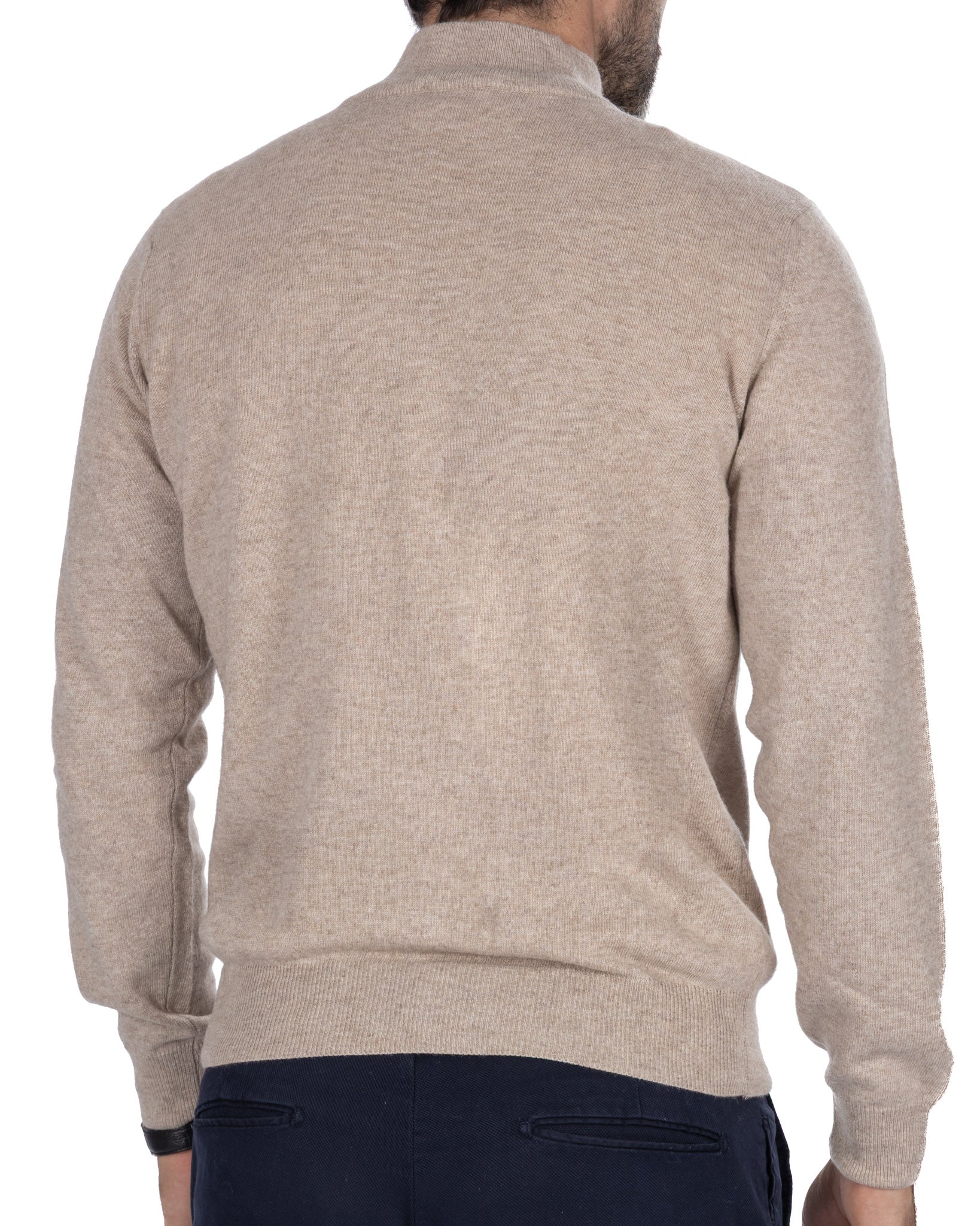 Lupetto con zip Rory in misto cachemire sabbia