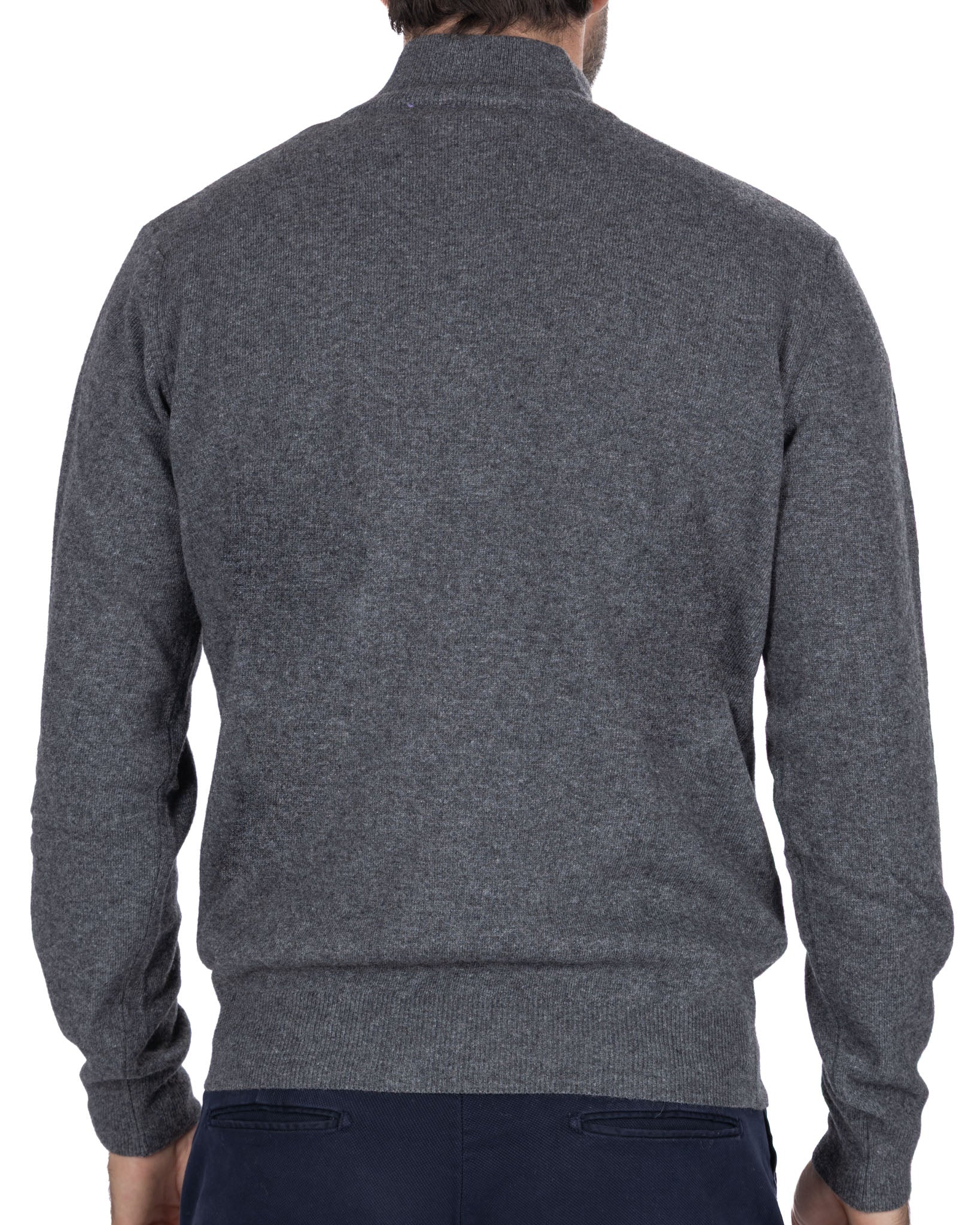 Lupetto con zip Rory in misto cachemire antracite