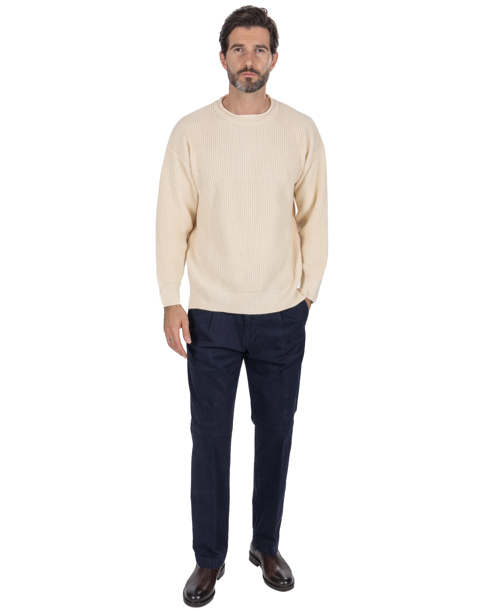 Girocollo Sven a coste beige