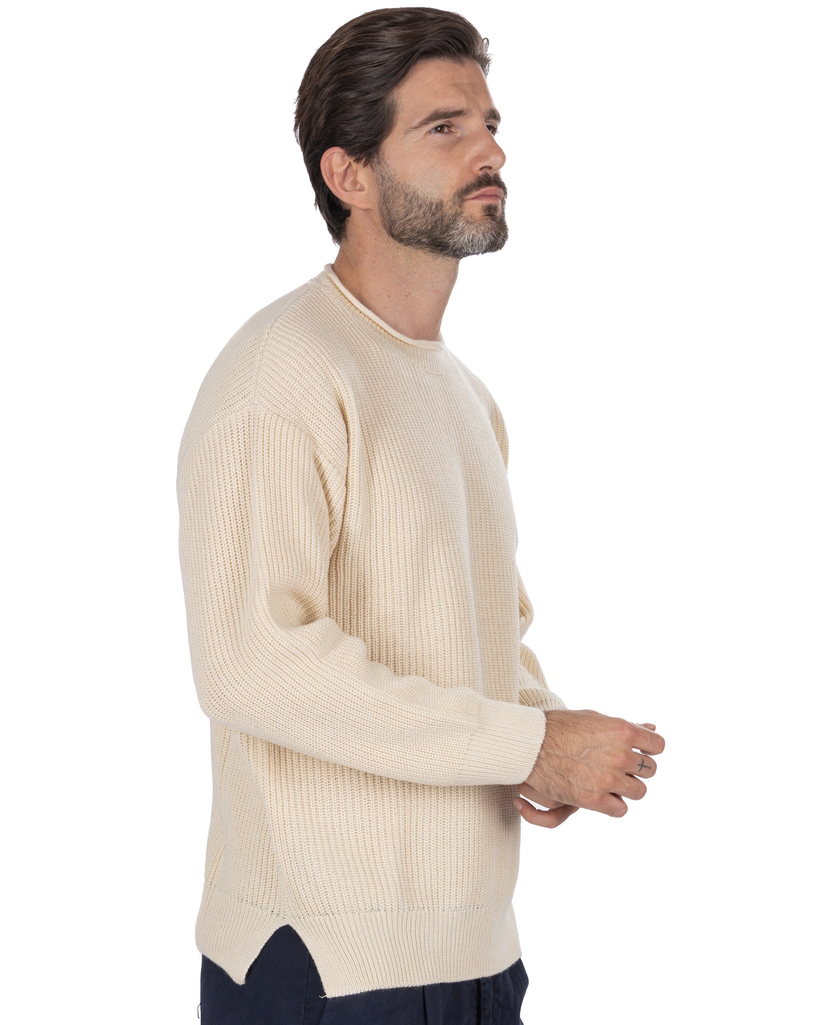 Girocollo Sven a coste beige