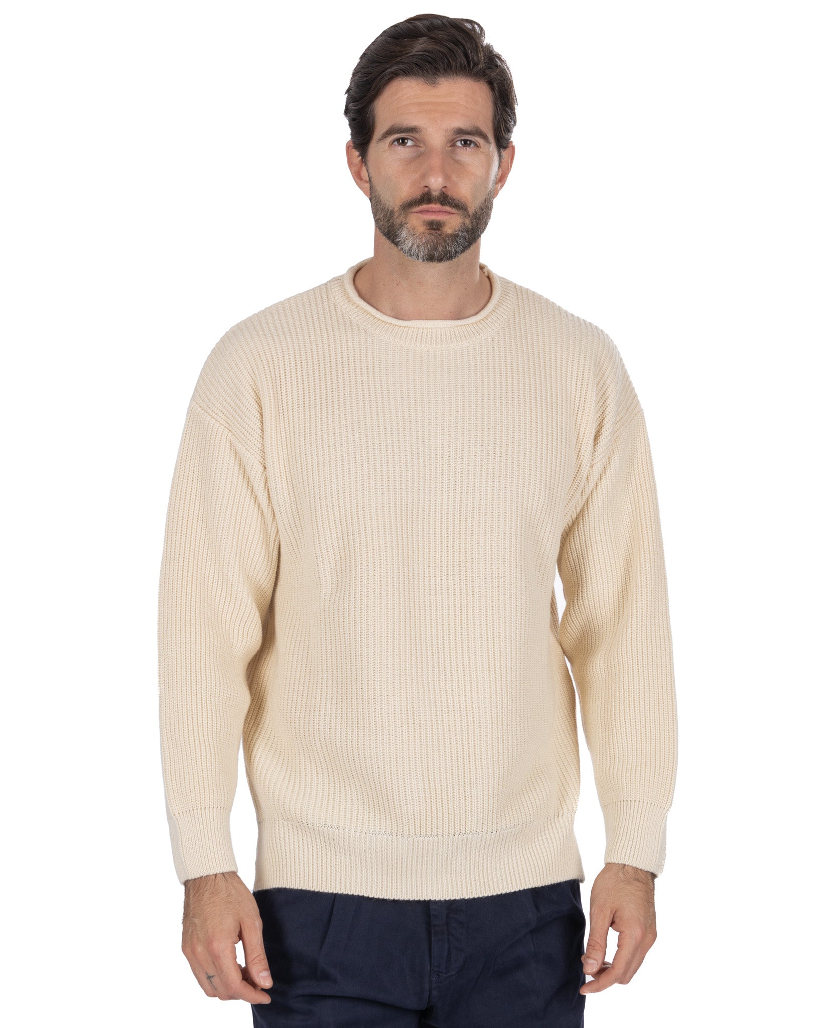 Girocollo Sven a coste beige