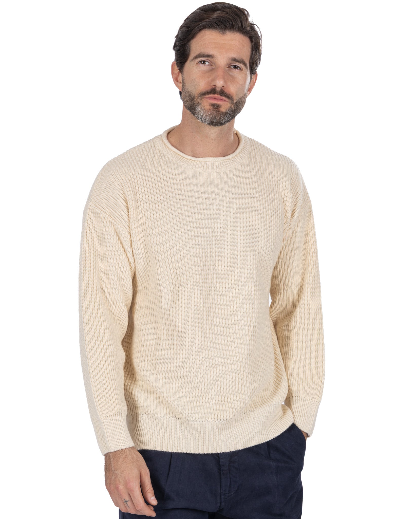 Girocollo Sven a coste beige