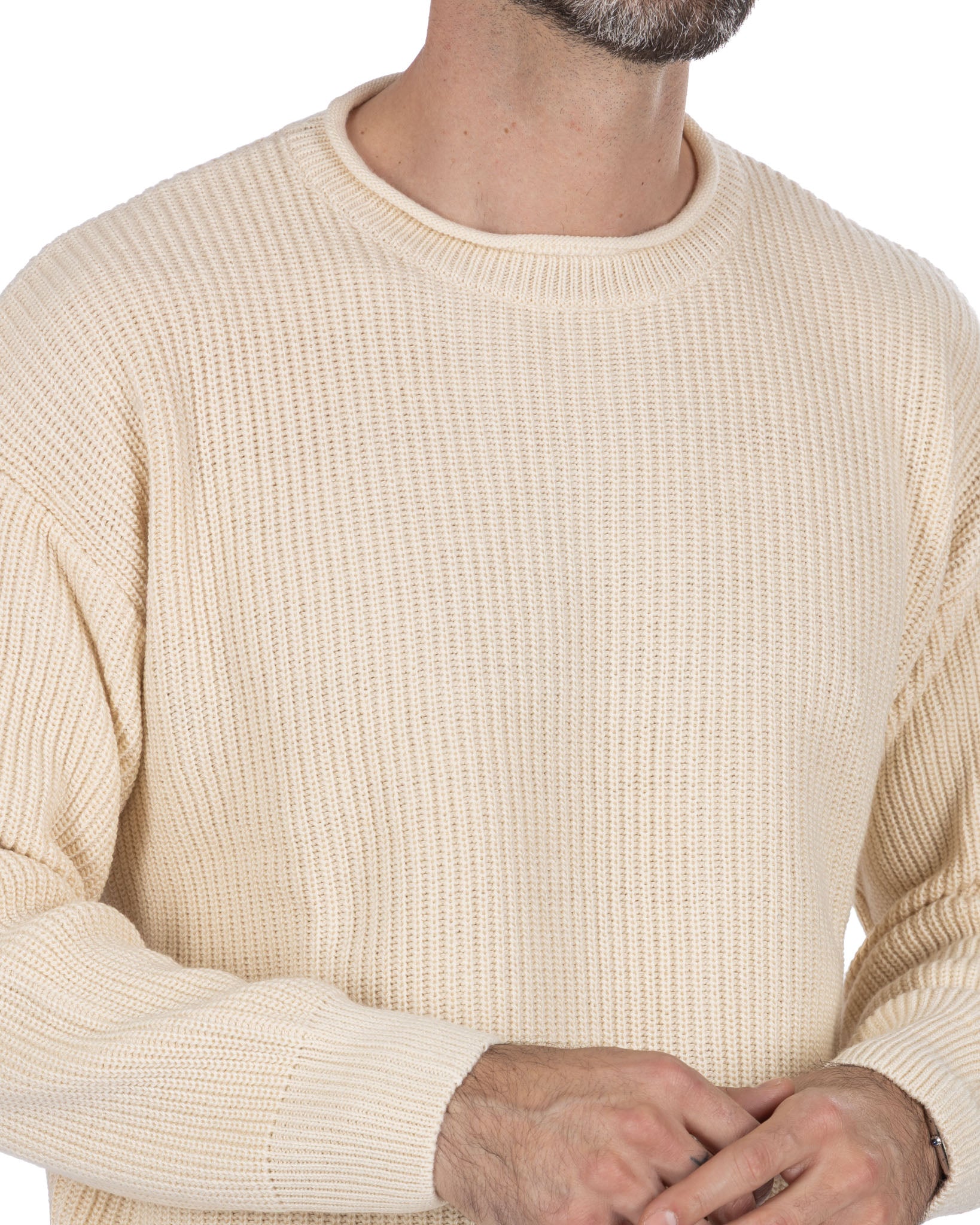 Girocollo Sven a coste beige