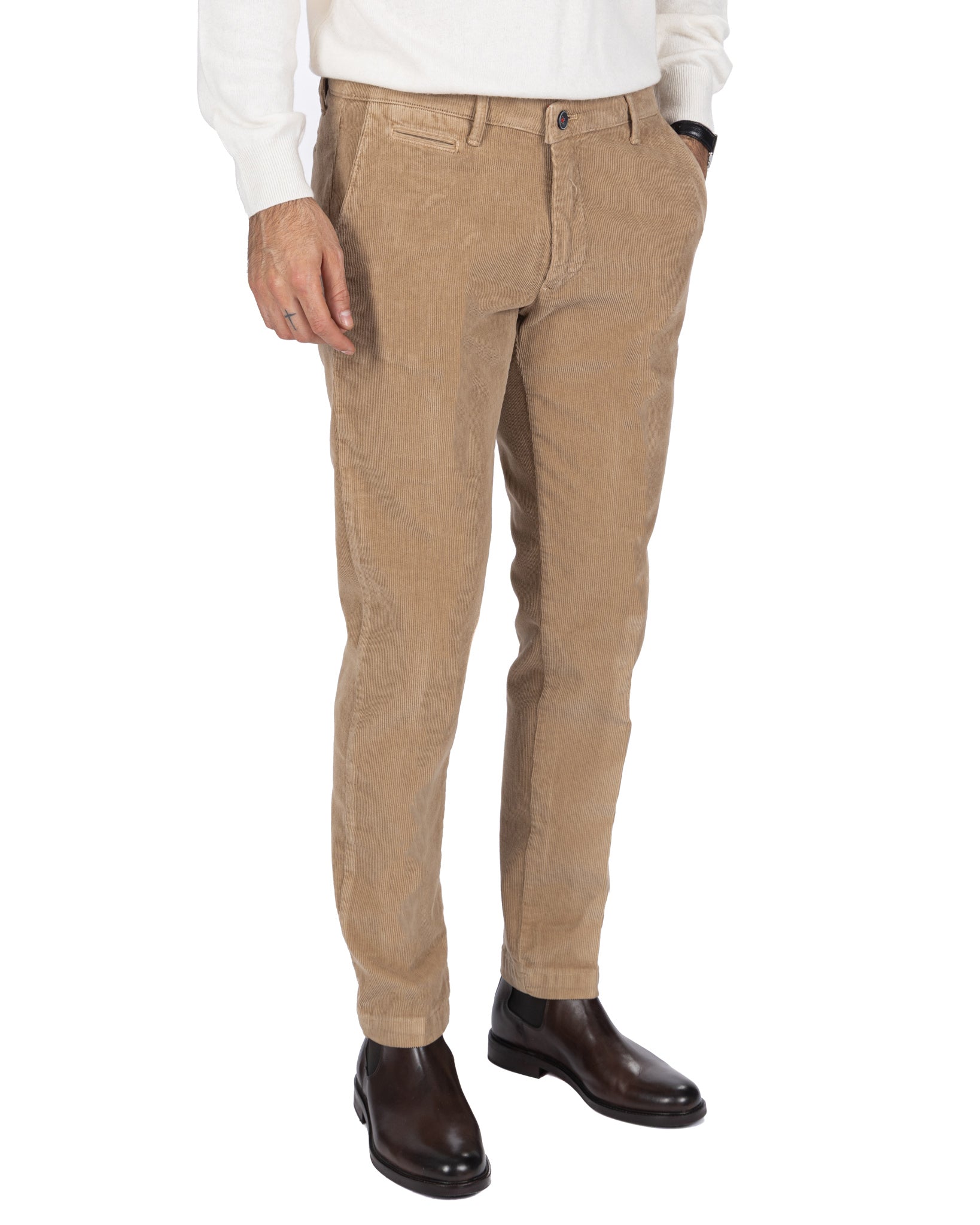Pantalone Harlan in velluto tabacco