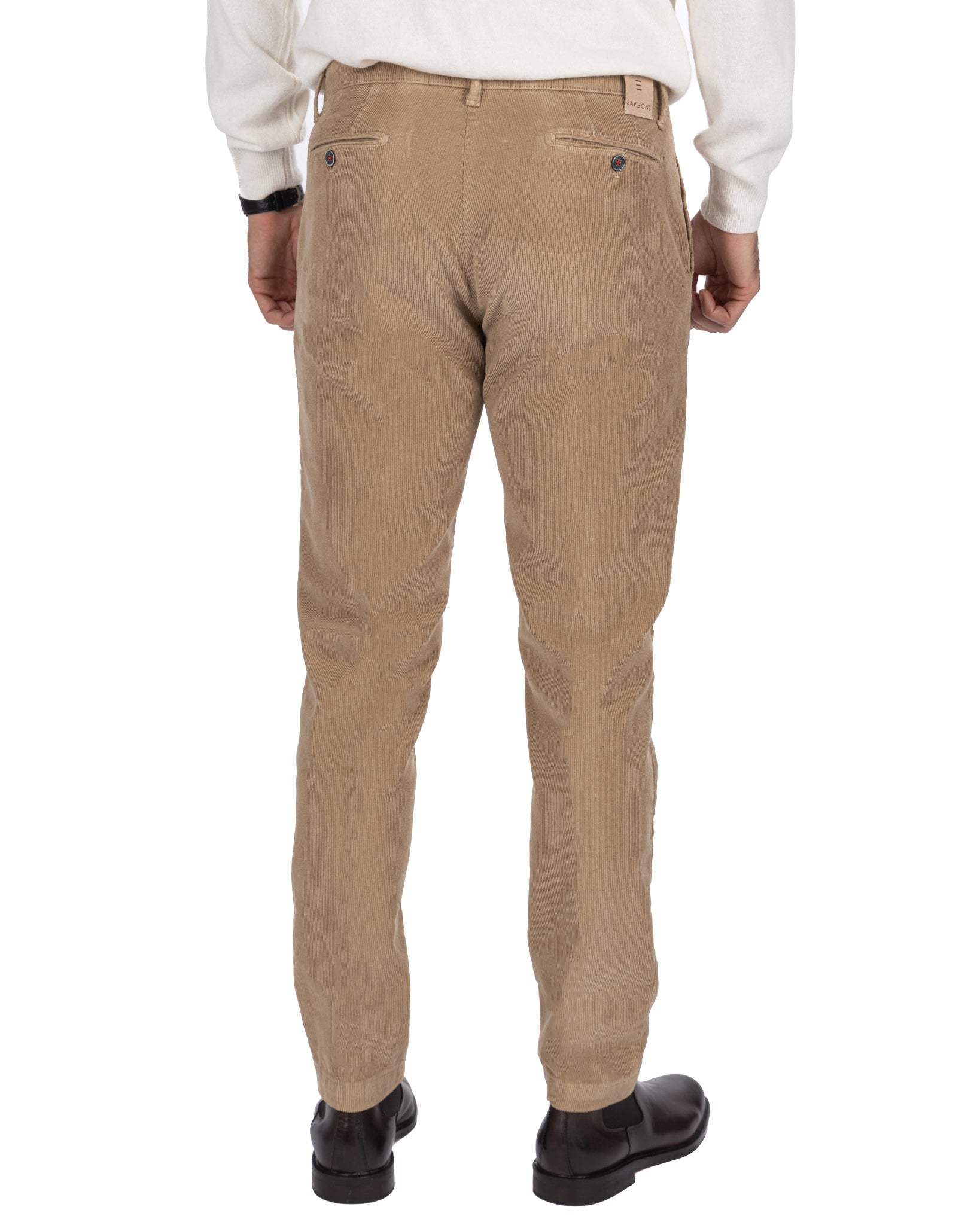Pantalone Harlan in velluto tabacco