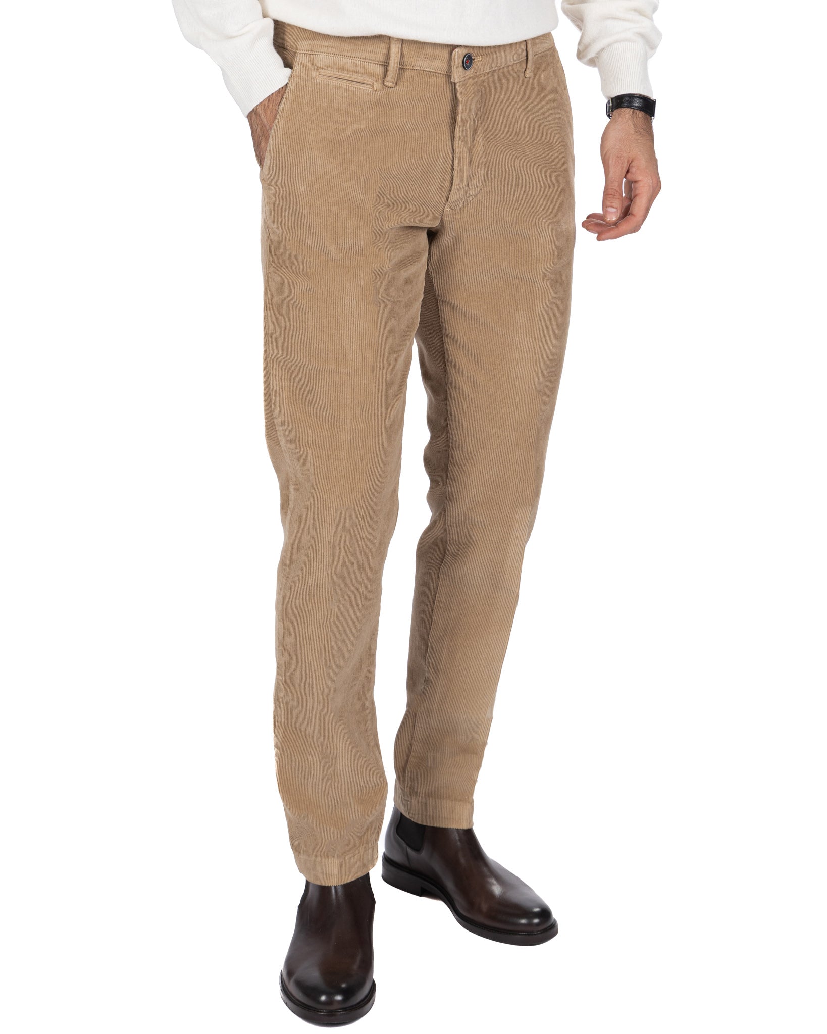 Pantalone Harlan in velluto tabacco
