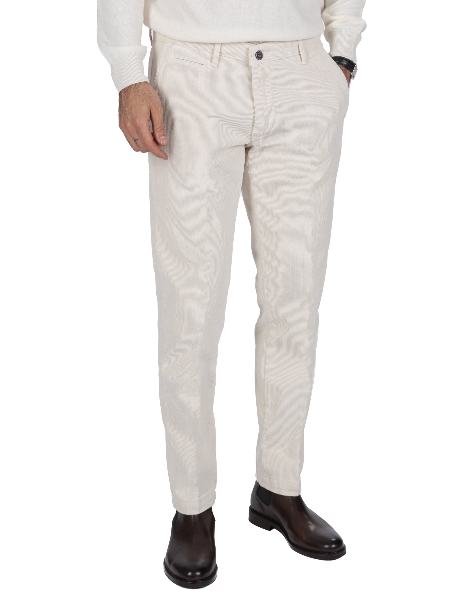 Pantalone Harlan in velluto panna