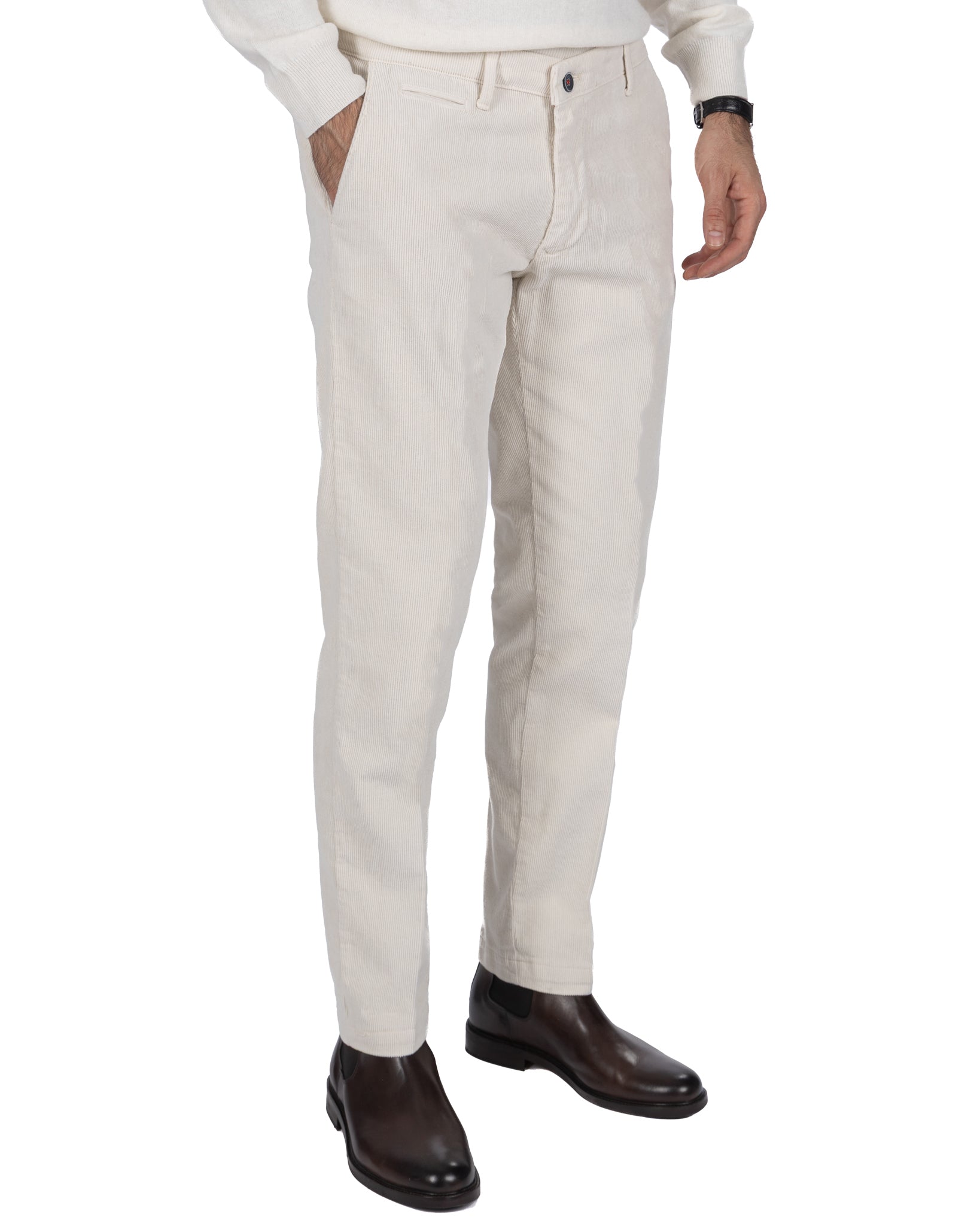 Pantalone Harlan in velluto panna