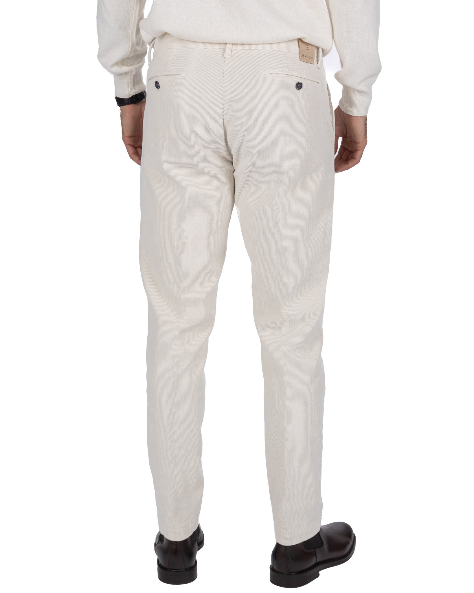 Pantalone Harlan in velluto panna