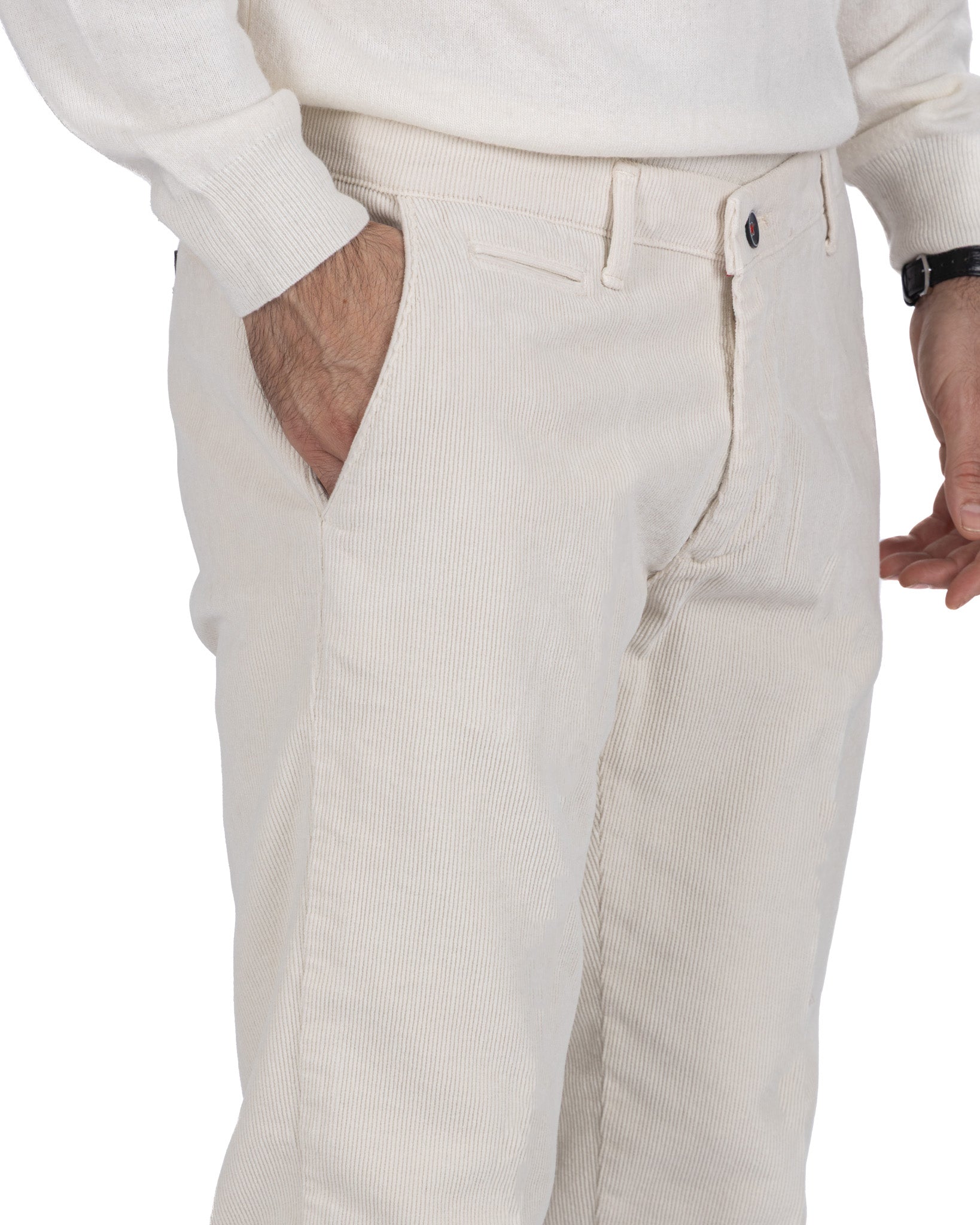 Pantalone Harlan in velluto panna