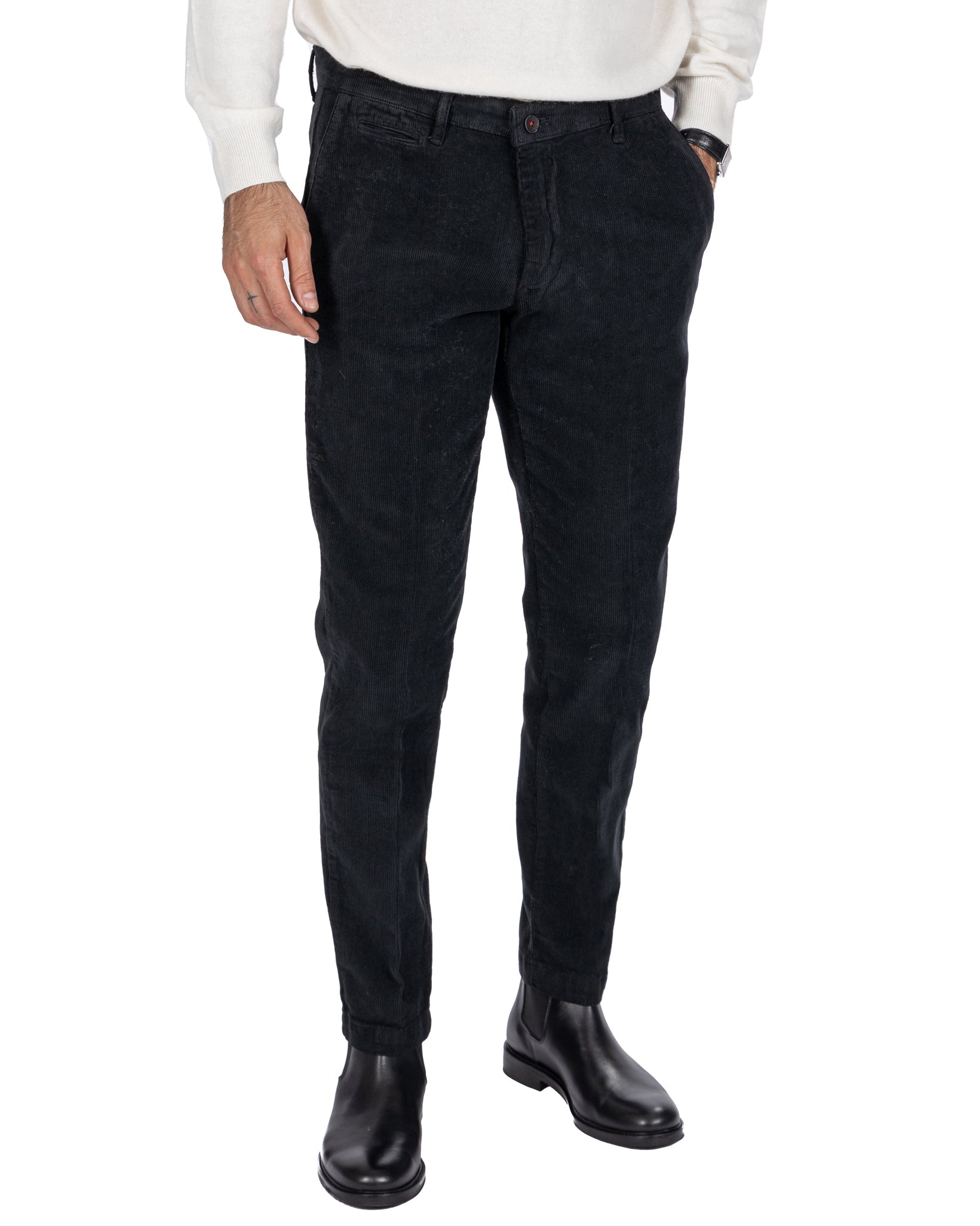 Pantalone Harlan in velluto nero