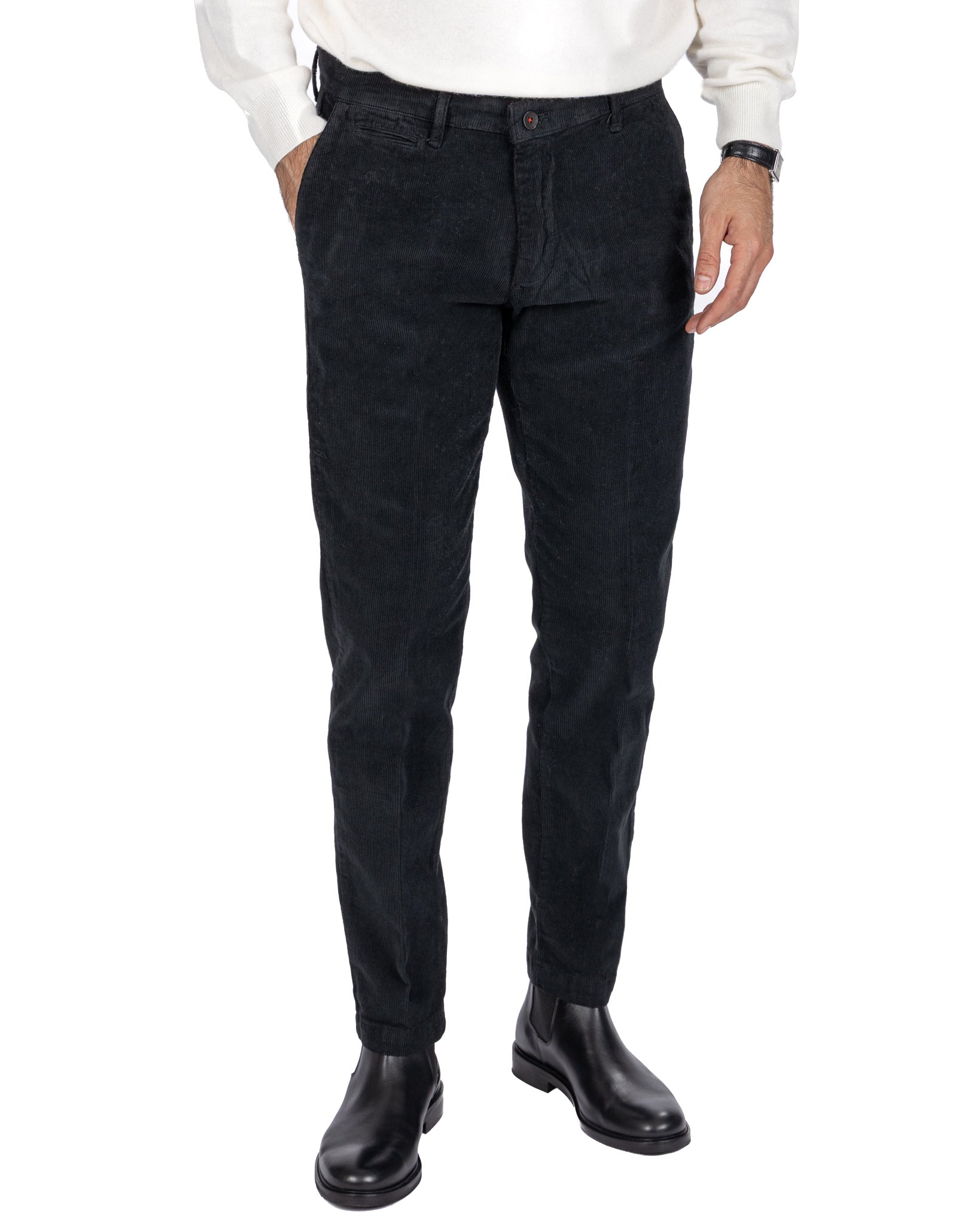Pantalone Harlan in velluto nero