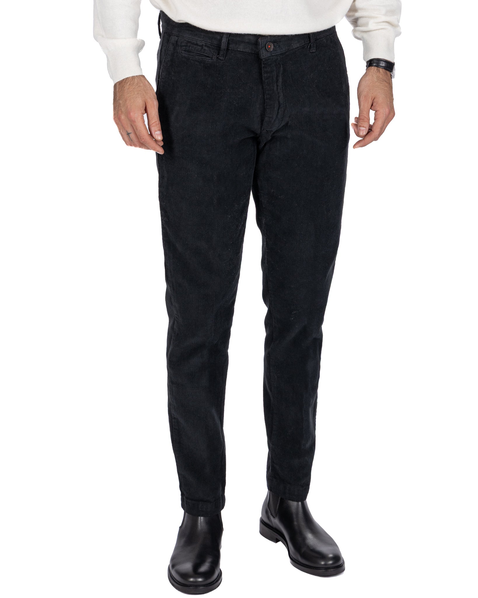 Pantalone Harlan in velluto nero